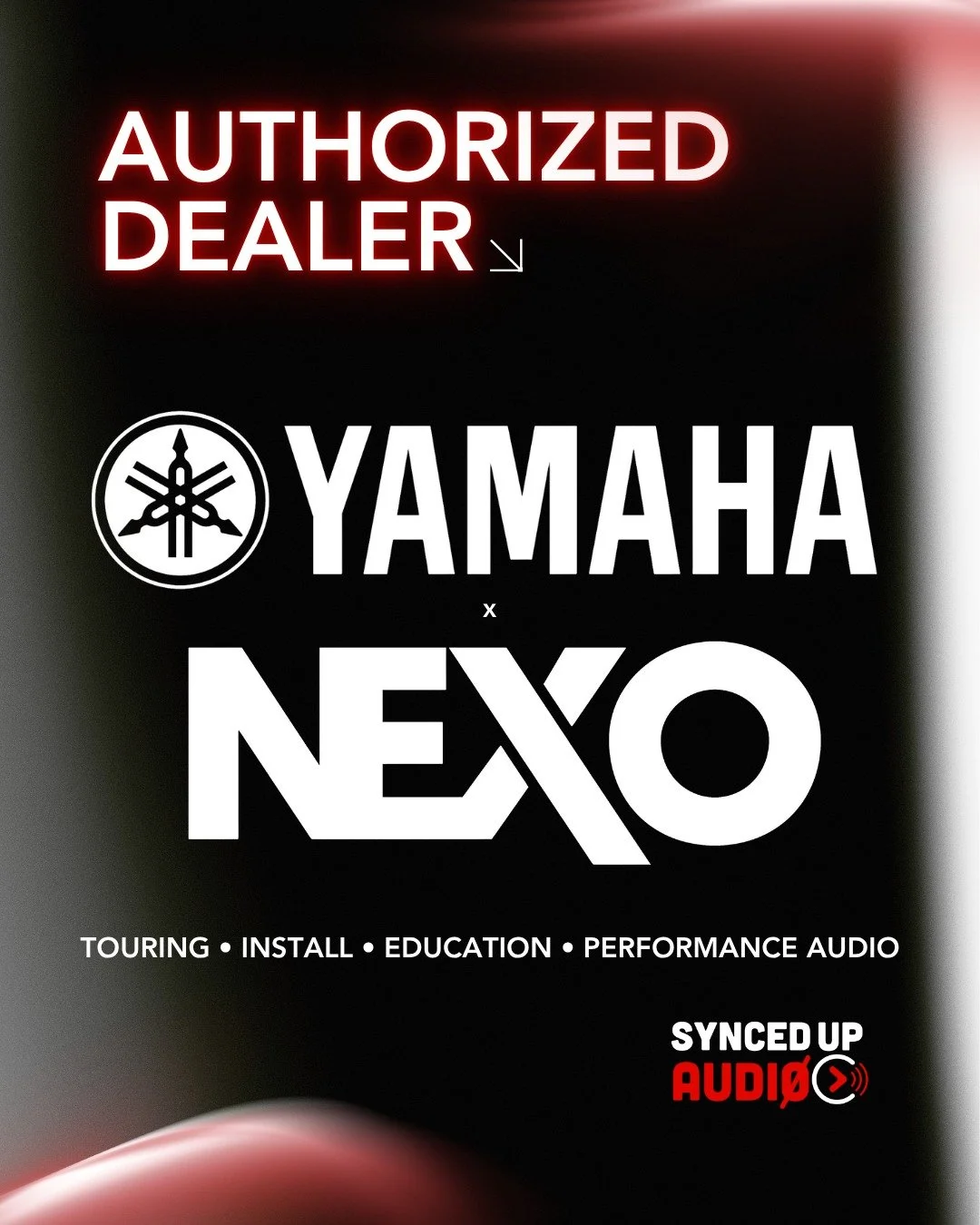 Synced Up Audio is now offering Yamaha &amp; NEXO solutions for:

&bull; Loudspeakers &amp; Subwoofers
&bull; Line Array Systems
&bull; Mixers &amp; Stageboxes
&bull; Commercial &amp; Pro Audio Systems

From system design and gear consultation to ins