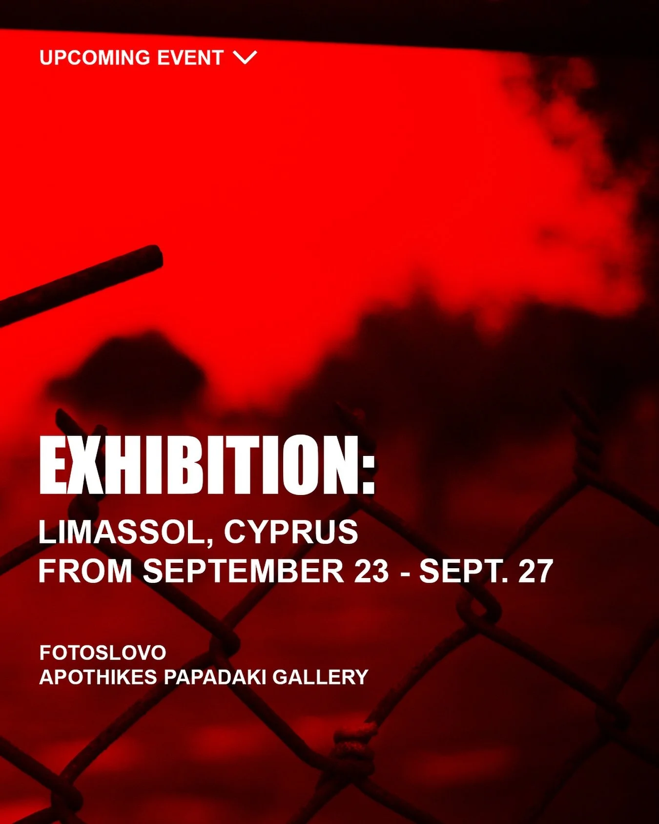 Pleased to announce @bricegelot will be part of the Fotoslovo (@fotoslovo.art) exhibition at Apothikes Papadaki Gallery - Limassol Municipal Arts Center

BRICE GELOT : FOTOSLOVO
Exhibition from September 23 - September 27, 2025

Apothikes Papadaki Ga