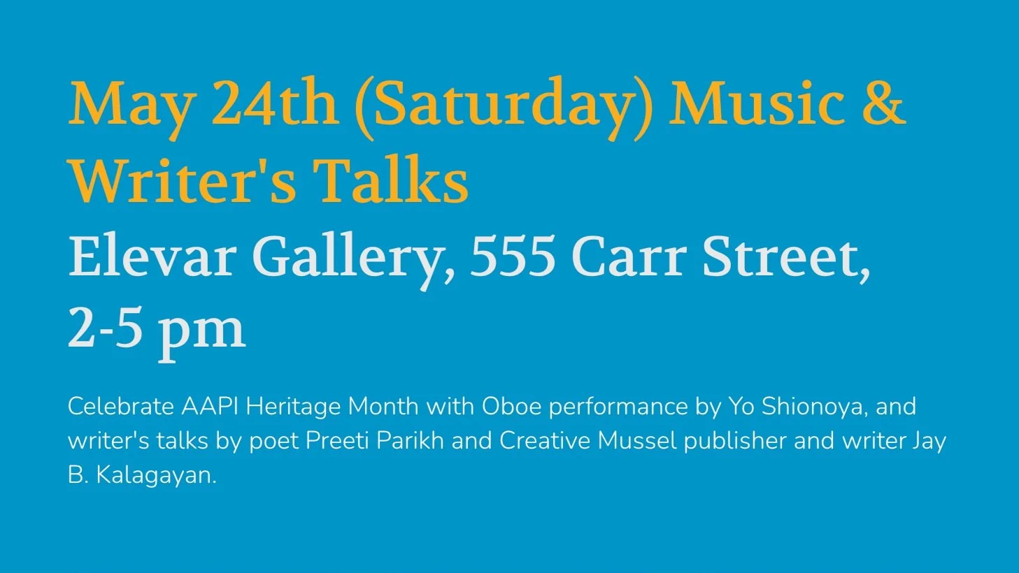 Music &amp; Writers’ Talks