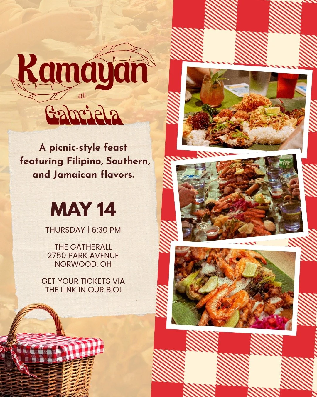 Kamayan dinner at Gabriela on May 14 at 6:30 pm.