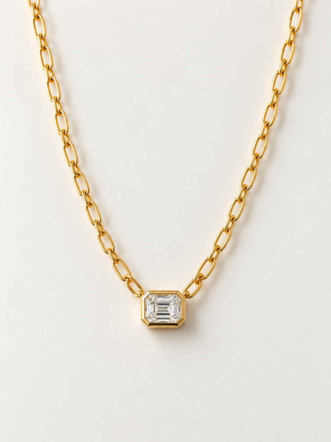 Gold Paperclip Chain with Emerald-Cut Pendant-2.png