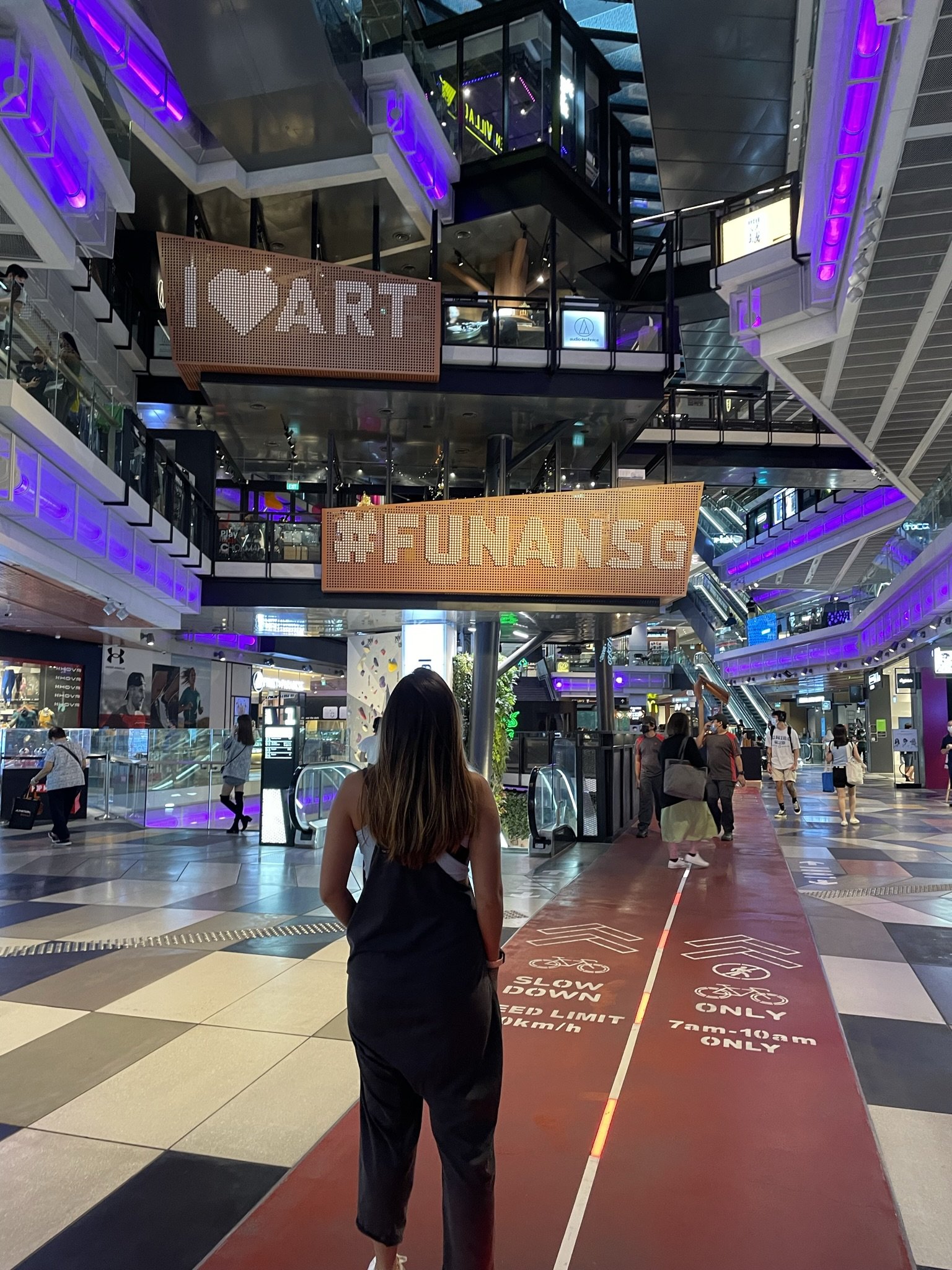 The malls in Singapore are techy and massive.