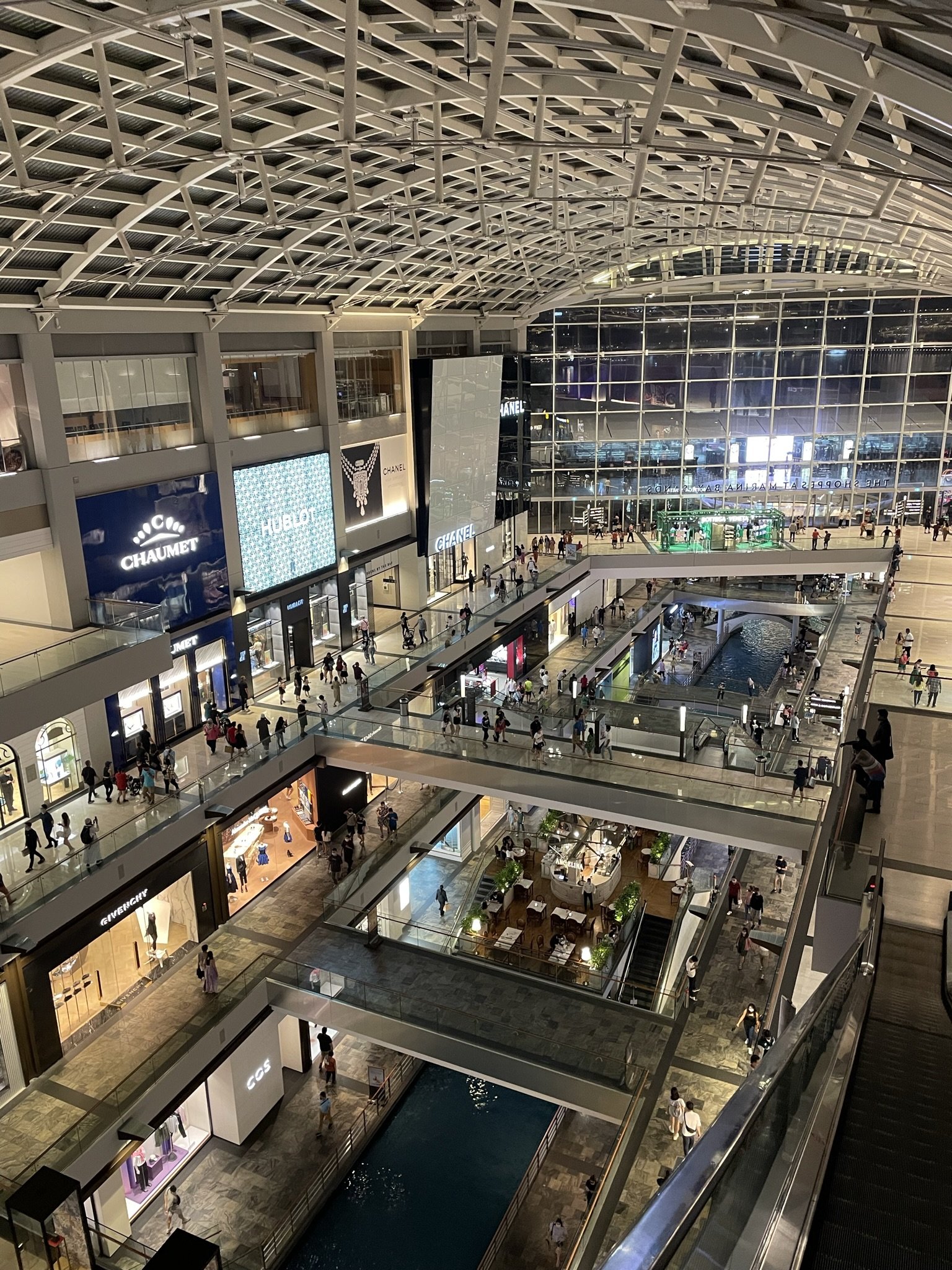 Here's a look inside the Marina Bay Shoppes (peep the canal running down the middle of the mall).