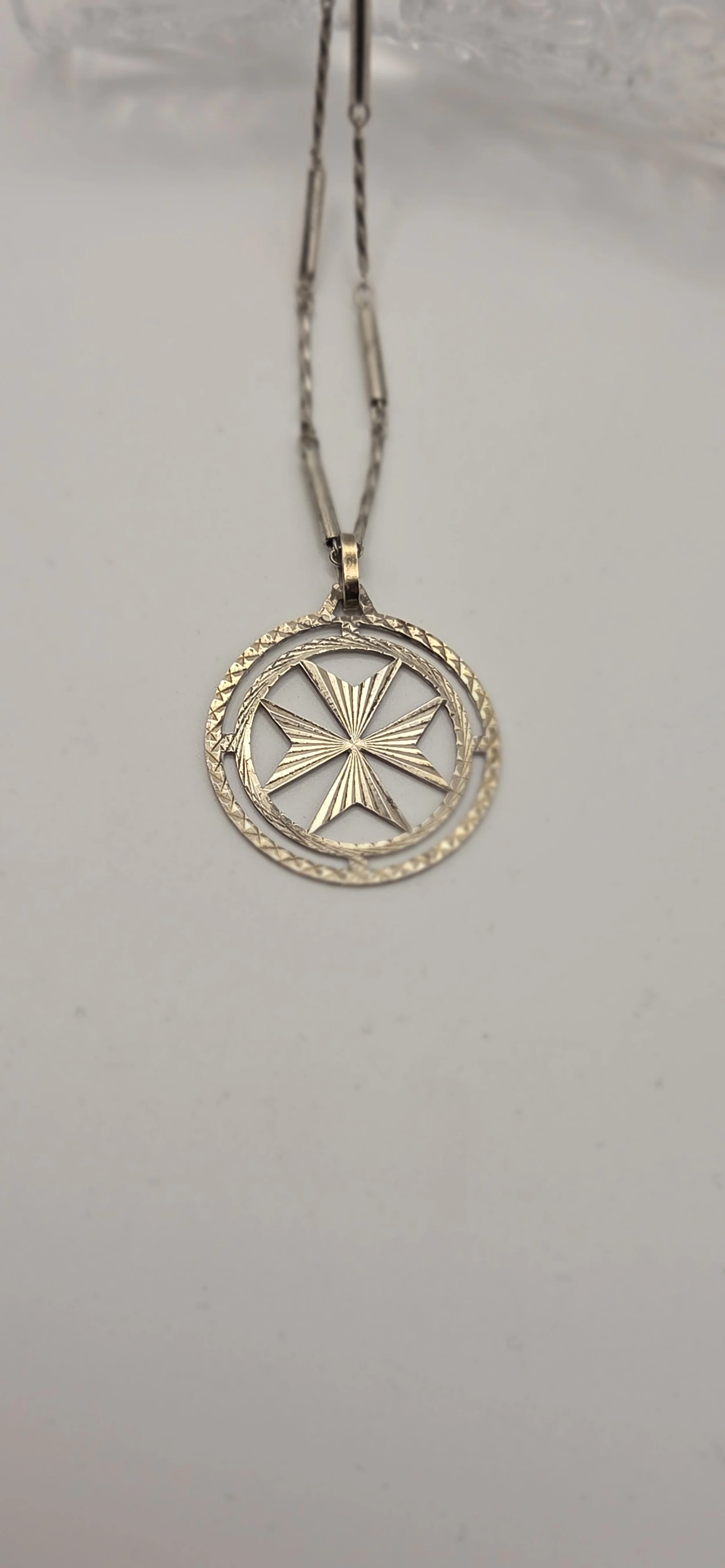 1950s Sterling Maltese Cross Necklace