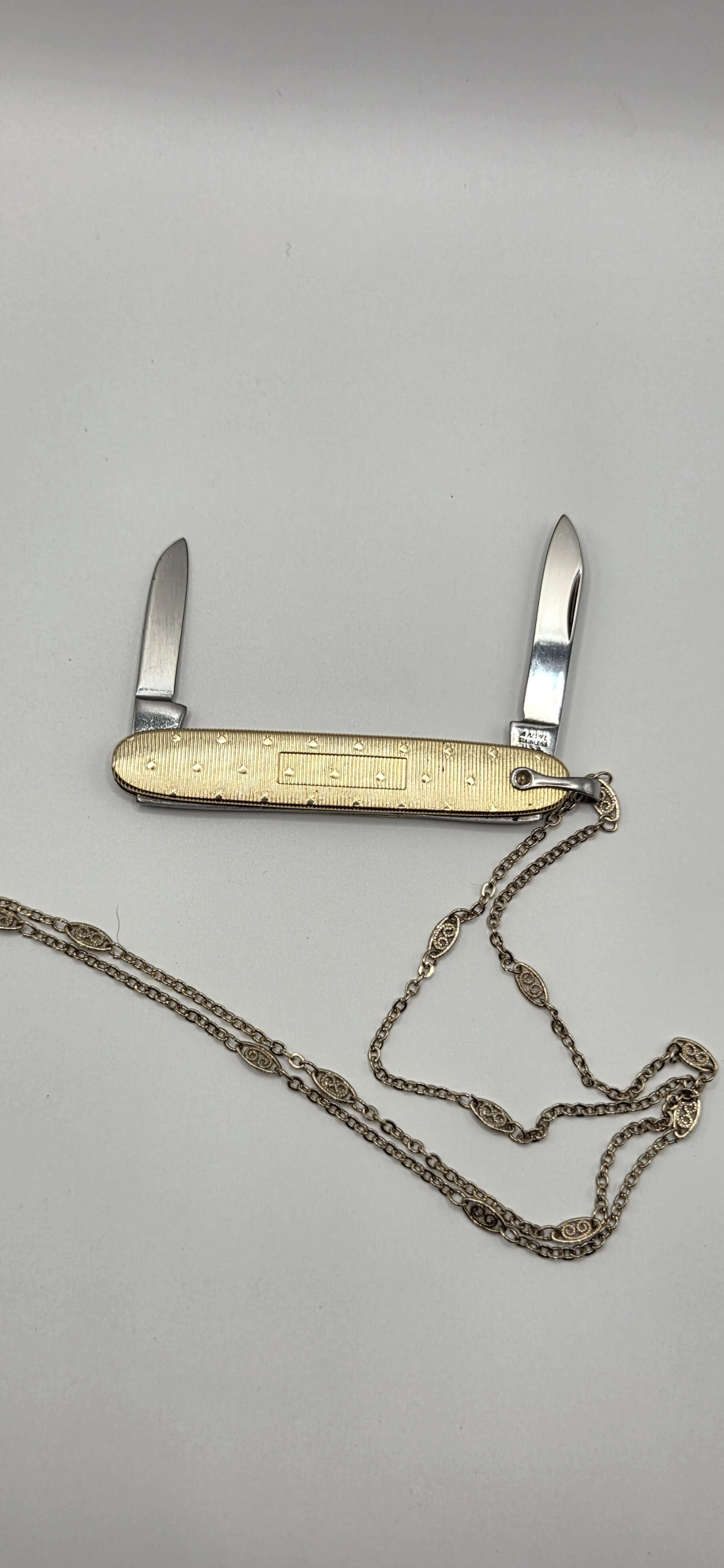 Vintage Mini Dot Pocket Knife Pendant Necklace