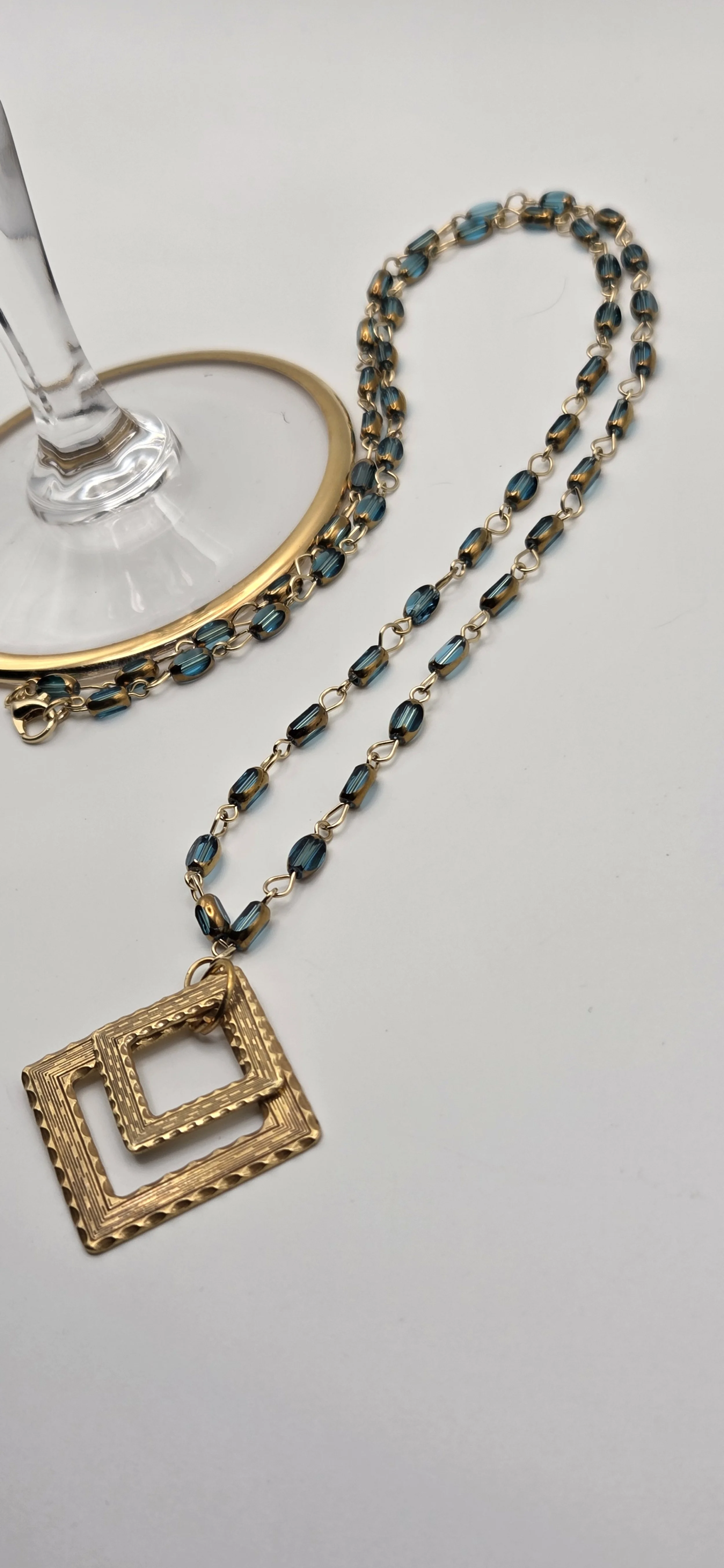 Vintage Miriam Haskell Double Window Drop Necklace