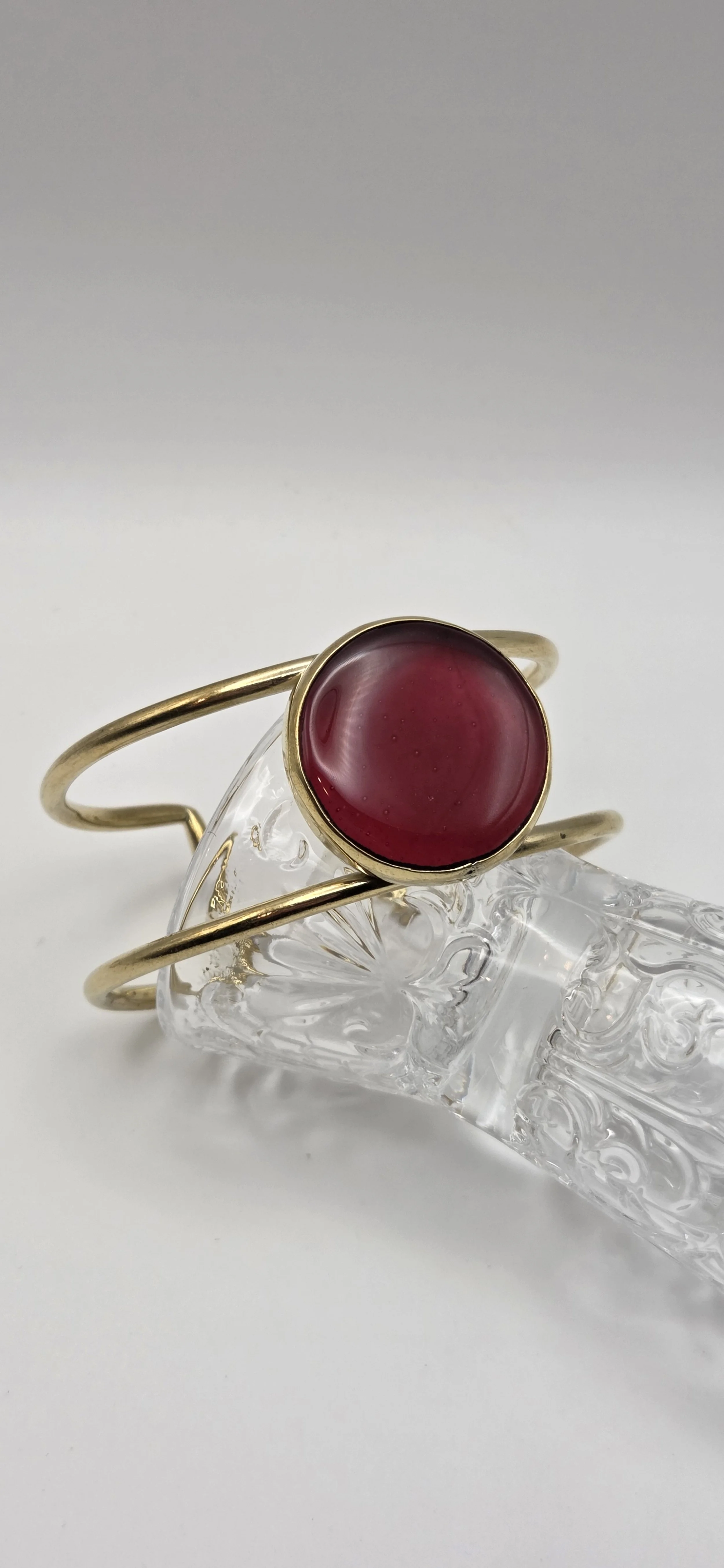 Kenyan Brass Round Scarlet Cuff