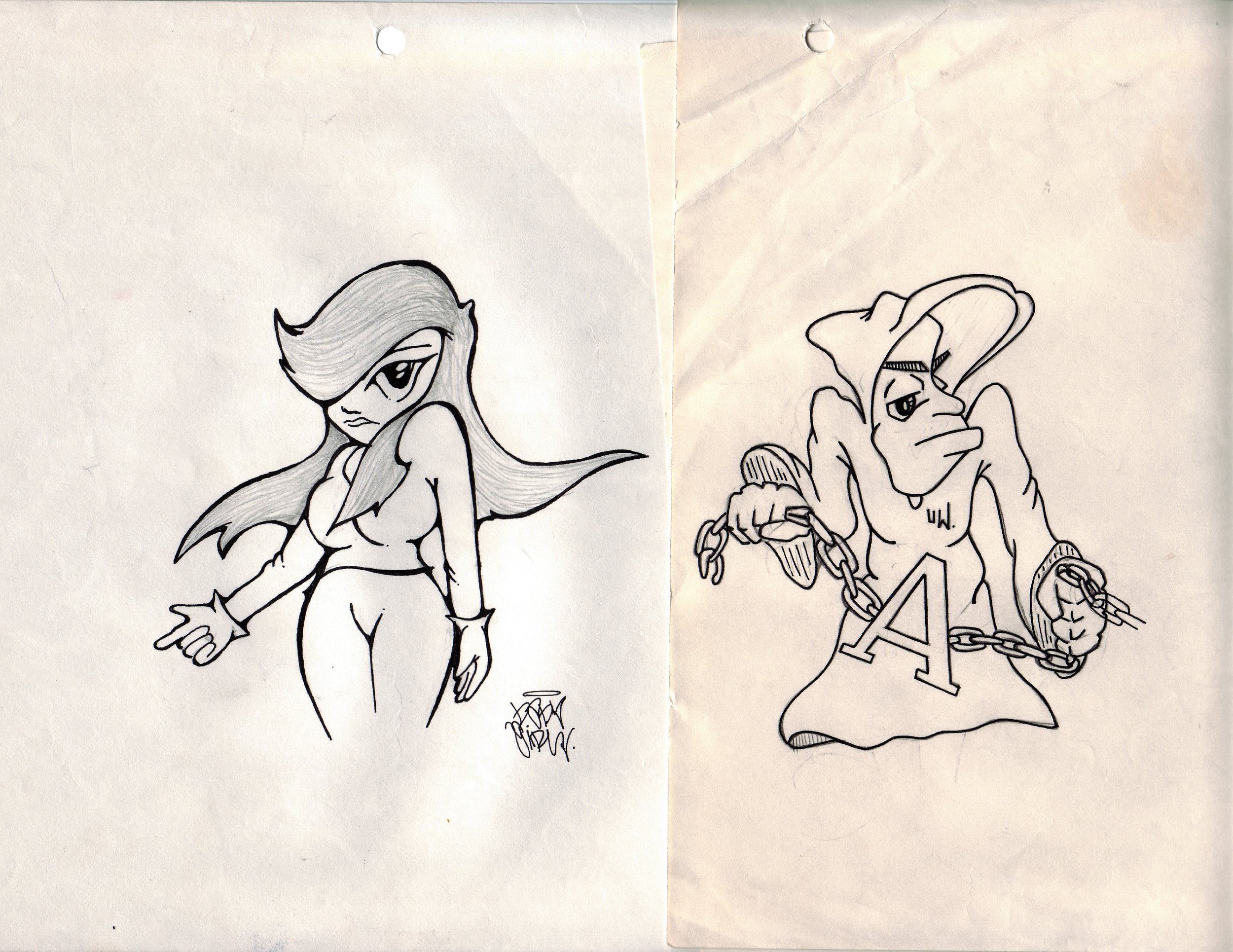 BRAME, Characters No. 1 • Graphite and ink on paper, 8.5 x 11 in • 1989