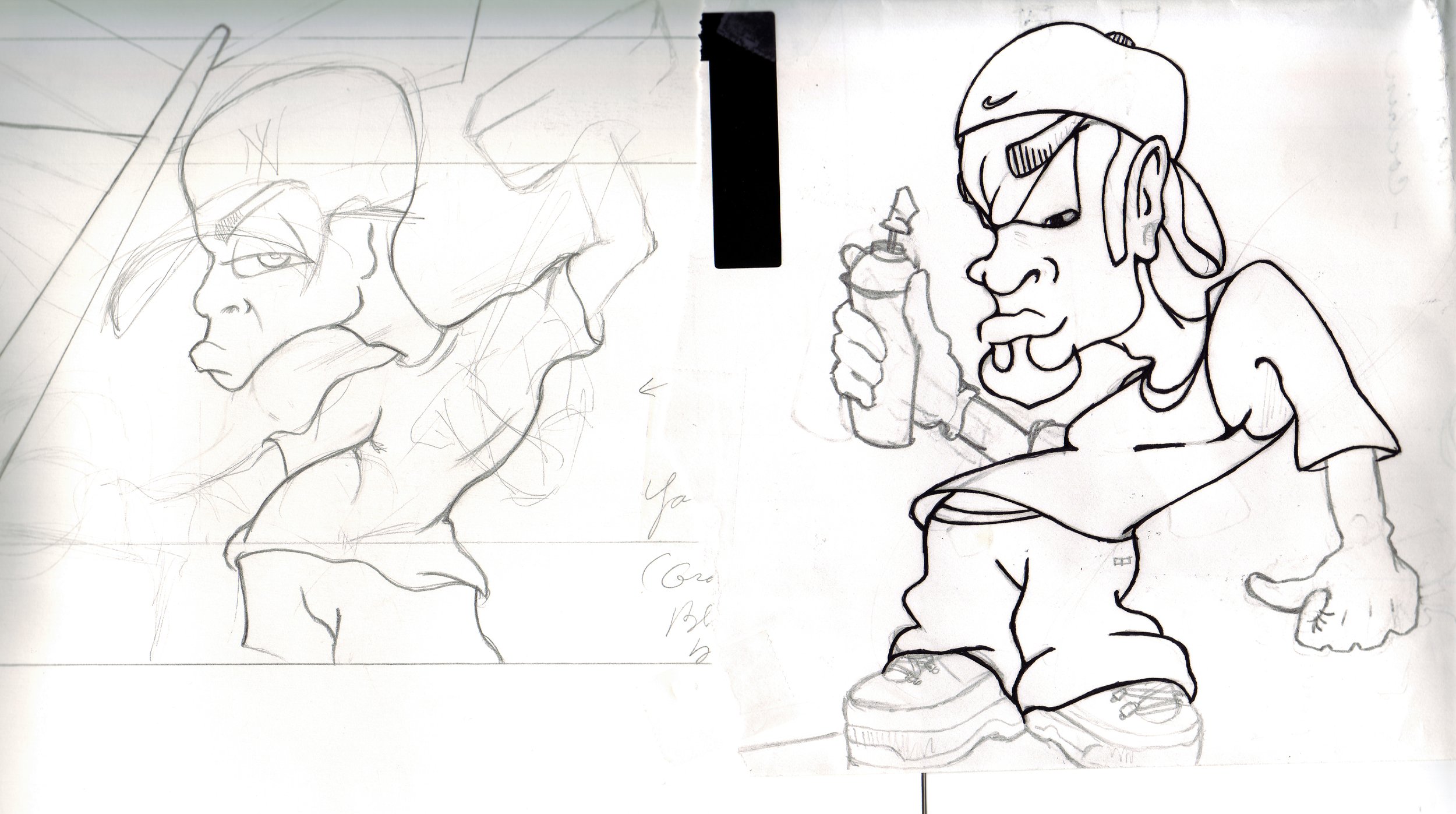 BRAME, Characters No. 2 • Graphite and ink on paper, Misc. dimensions • 2003/1997
