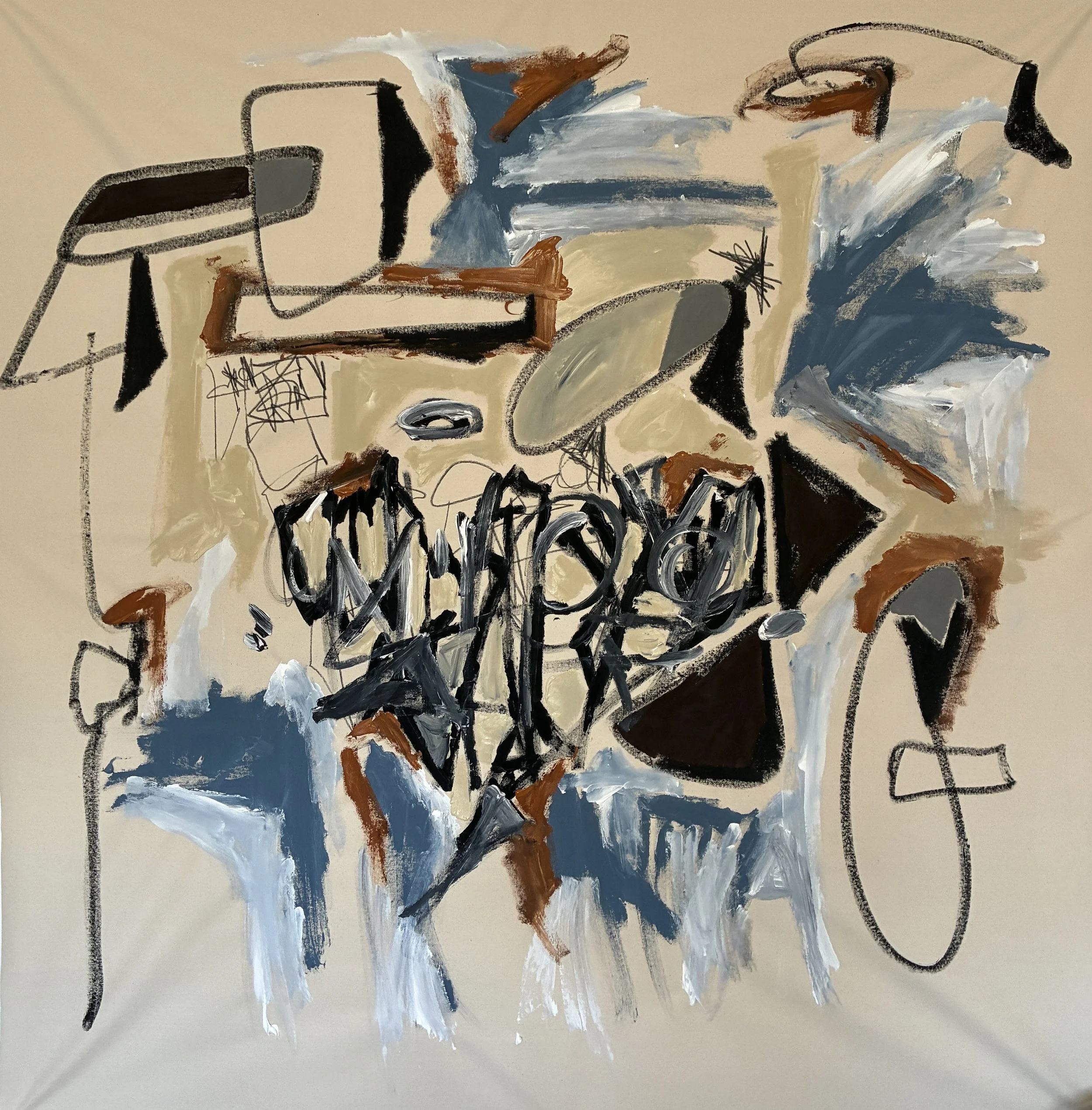 Untitled, 2025. Mixed media on canvas 61 x 58 1/2 in. 