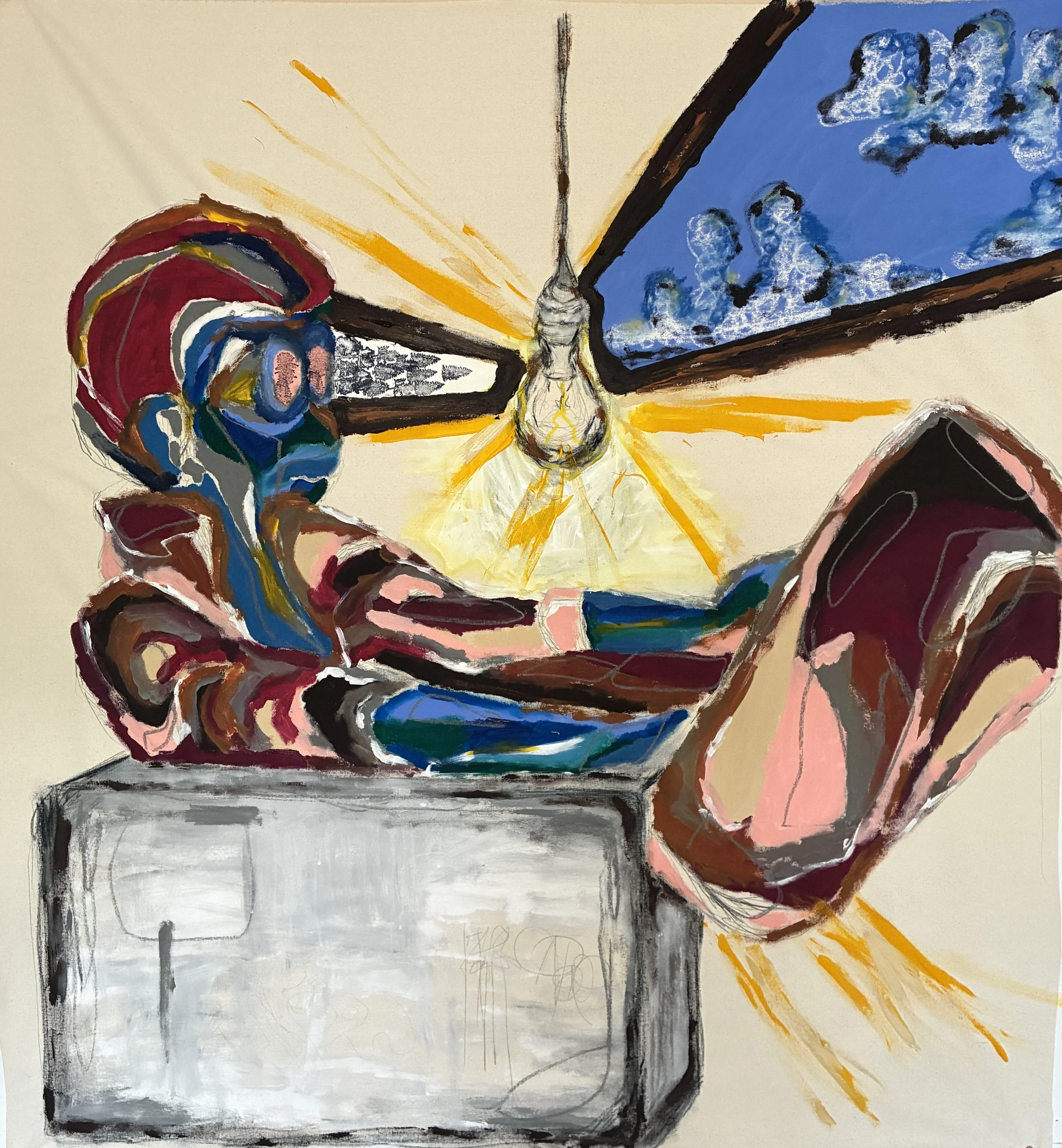 Illuminate, 2025. Mixed media on canvas 60 x 40 in.