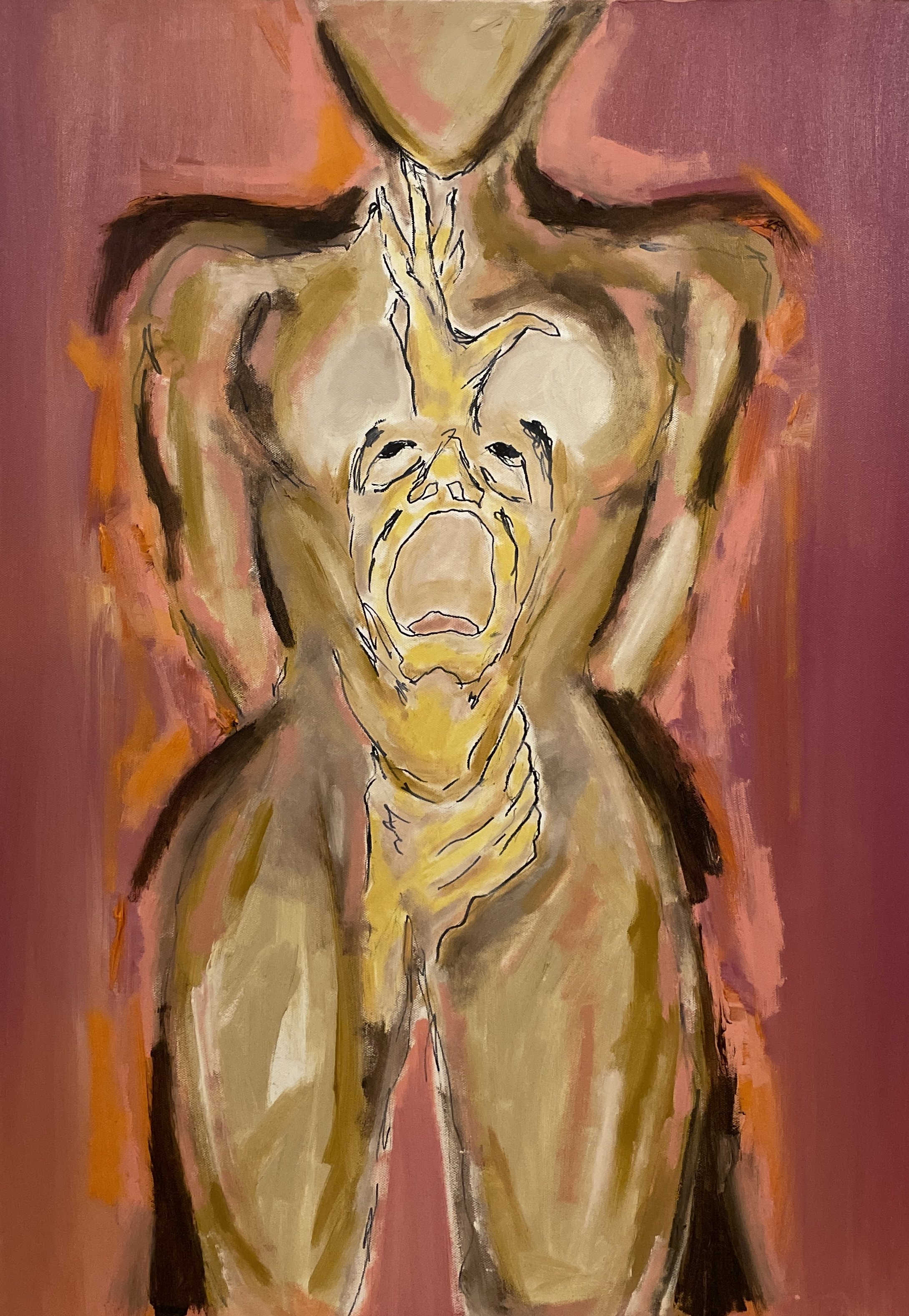Complacency, 2018 Oil, acrylic, ink & charcoal on canvas 30 x 22 in.