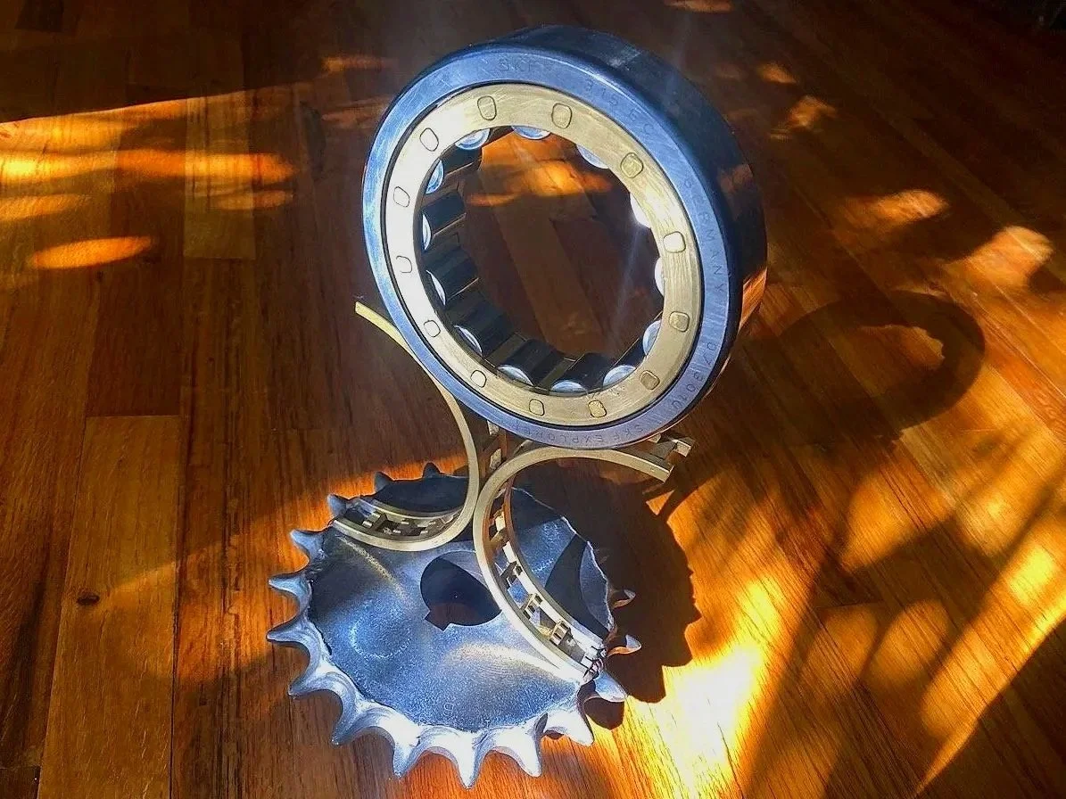 bronze and stainless sculpture