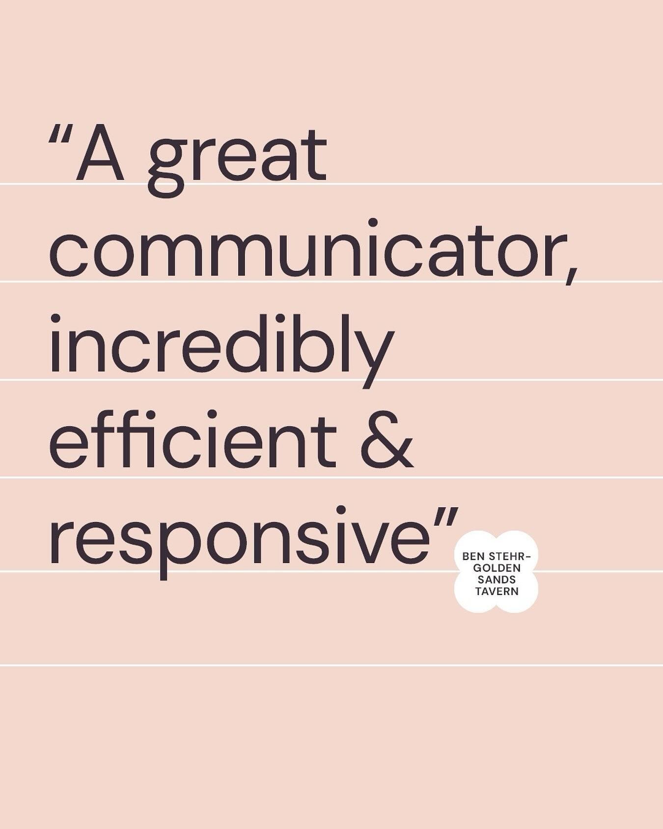 A seamless project with a bold and impactful result is built on these 3 things:

☑ communication 
☑ efficiency
☑ responsiveness

Trust is a huge part of the work that I do. I can&rsquo;t build trust if I don&rsquo;t practice clear and consistent comm