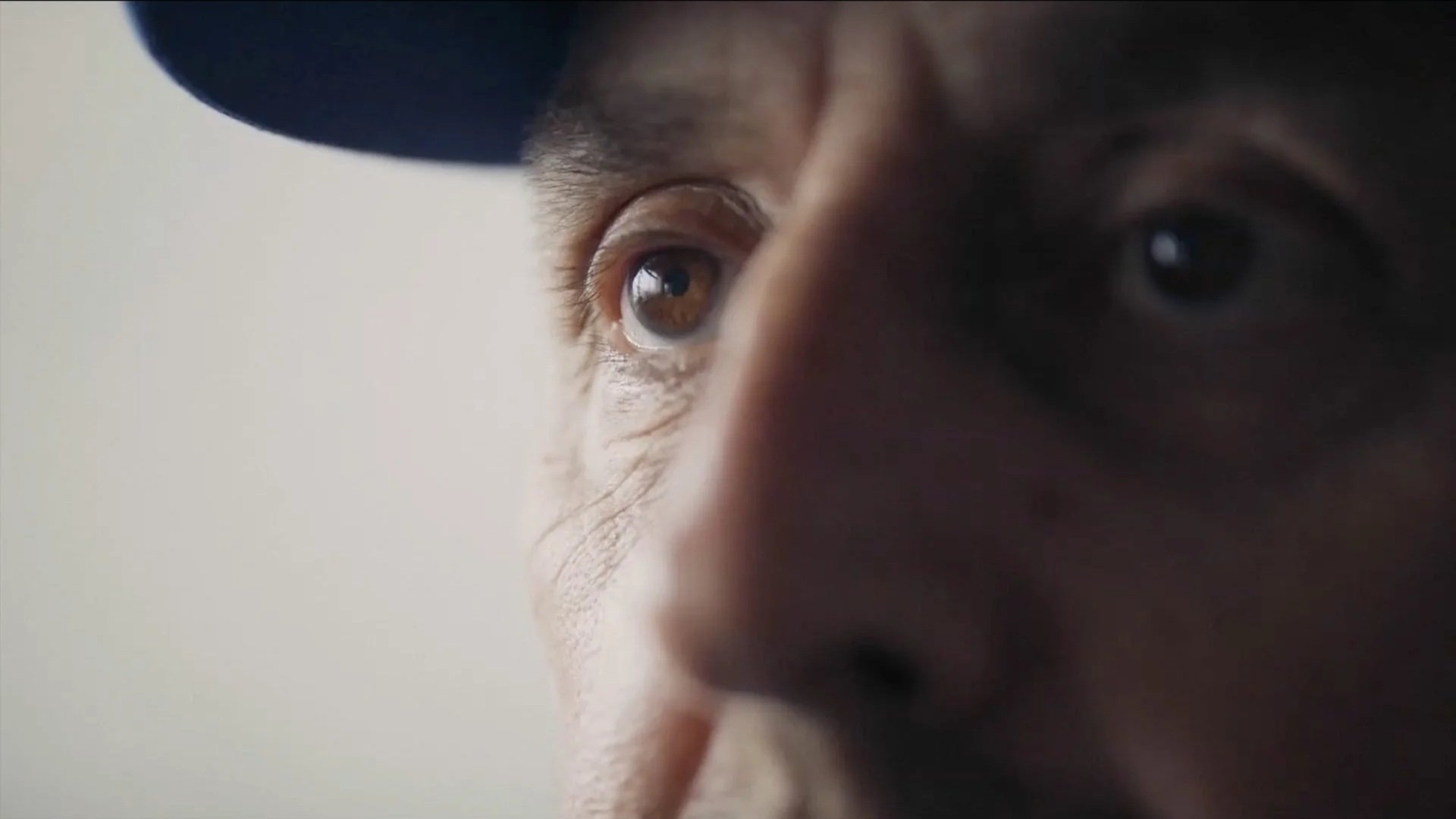 Extreme close-up portrait of a Falkland Islander's eye — cinematic
documentary filmmaking from Connecting The Falklands, branded film