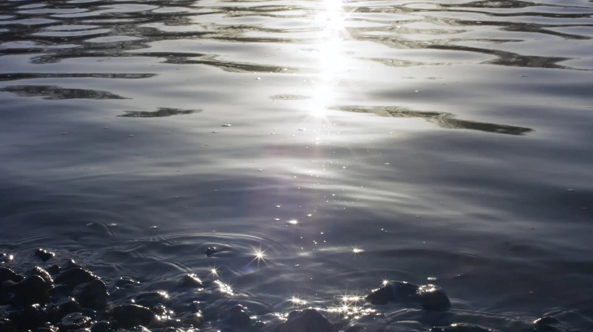 River Thames water surface with sunlight reflections — cinematic film still,
Thames Tideway Pocket Parks documentary by James Dougan creative
director