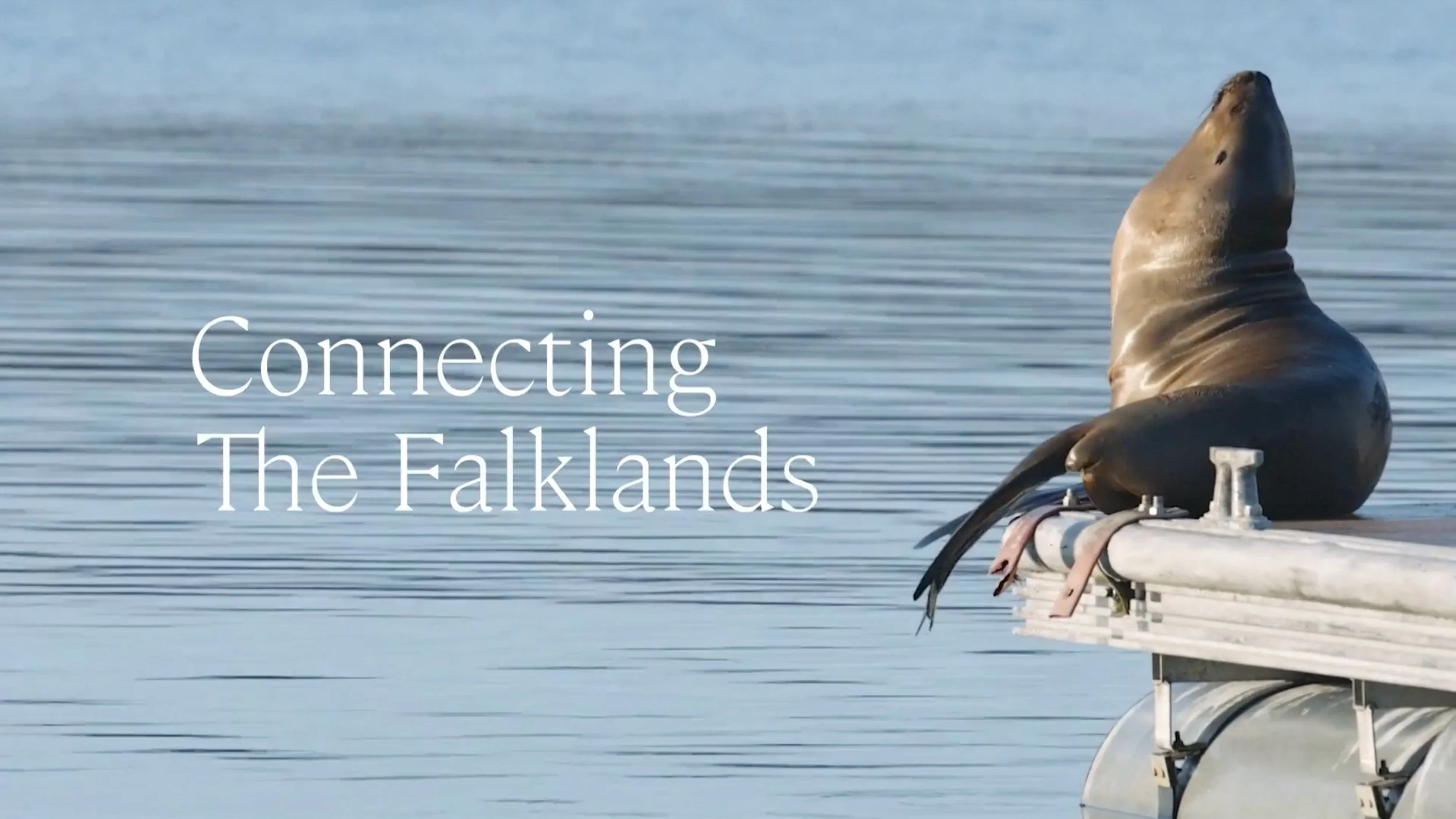 Title card for Connecting The Falklands — a branded documentary about small businesses in the Falkland Islands, produced for Square and Mastercard