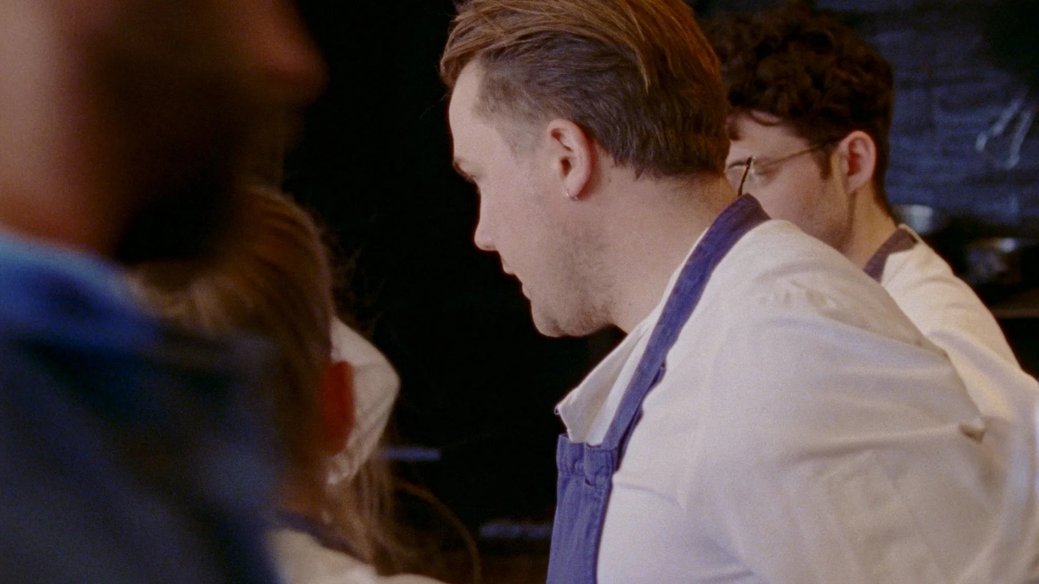 Chef Tomos Parry at Brat Restaurant during documentary filming