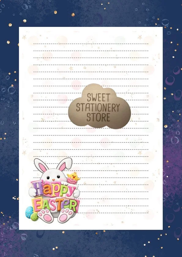 Happy Easter Bunny stationery, letter writing paper & sticker set