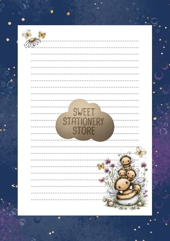 Bee Mom & Butterflies Stationery, letter writing paper & stickers set