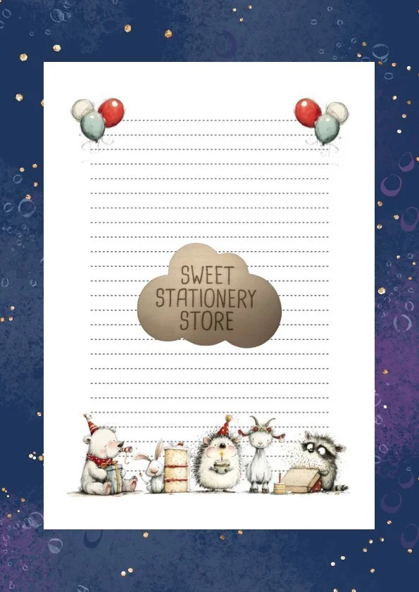 Birthday Animals Stationery, letter writing paper & sticker set