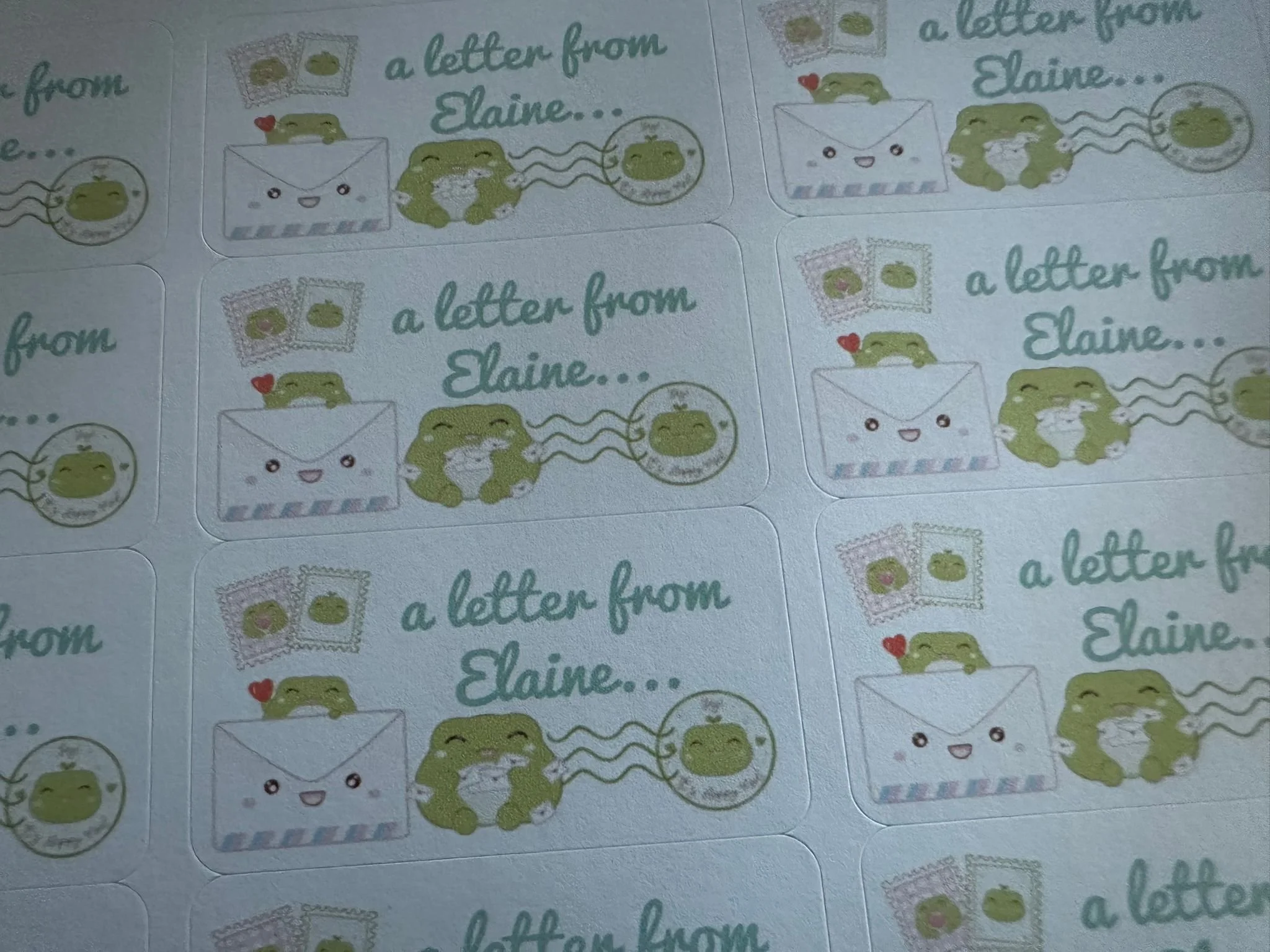 Frog "A letter from" Sticker sheet - 40 stickers - folded in half for posting