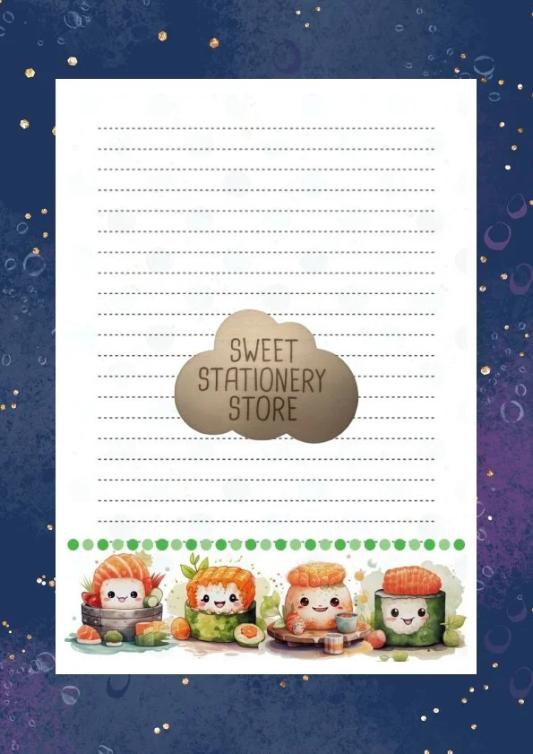 Kawaii Sushi Writing Paper - A4 plain also available for printing