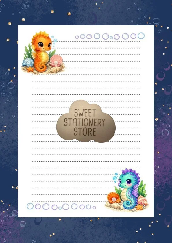 Seahorses Stationery, letter writing paper & sticker set