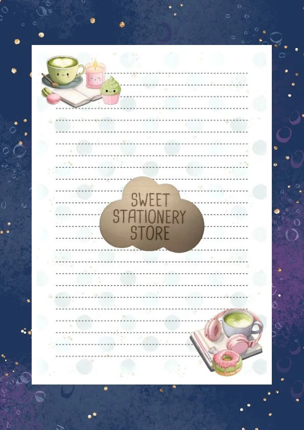 Matcha & Books Stationery, letter writing paper & sticker set