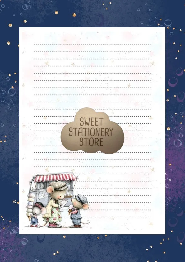Ice Cream Mice Stationery, letter writing paper & Sticker set