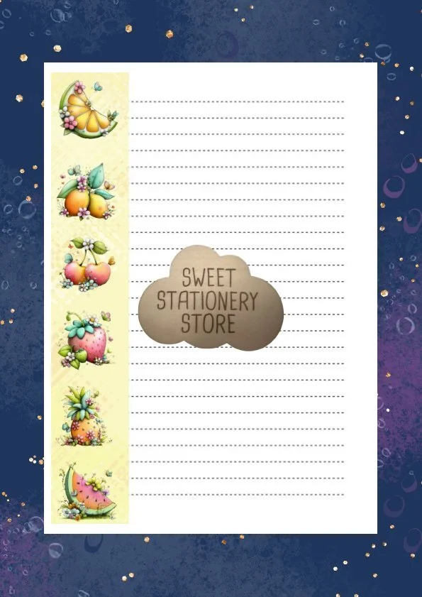 Beautiful Summer Fruits stationery, letter writing paper & sticker set