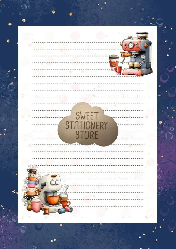 Lots of Coffee Stationery! Letter writing paper & Sticker set