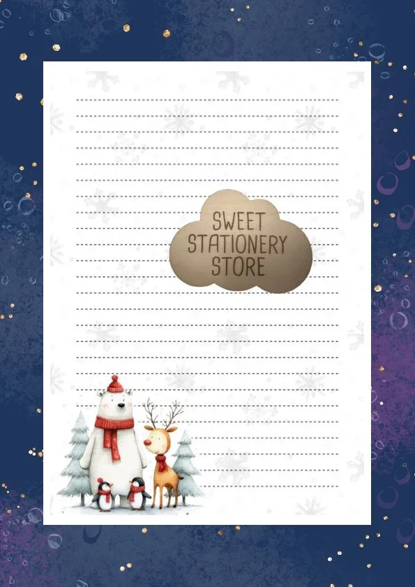 Polar Bear & Penguin Stationery, letter writing paper & Stickers Set