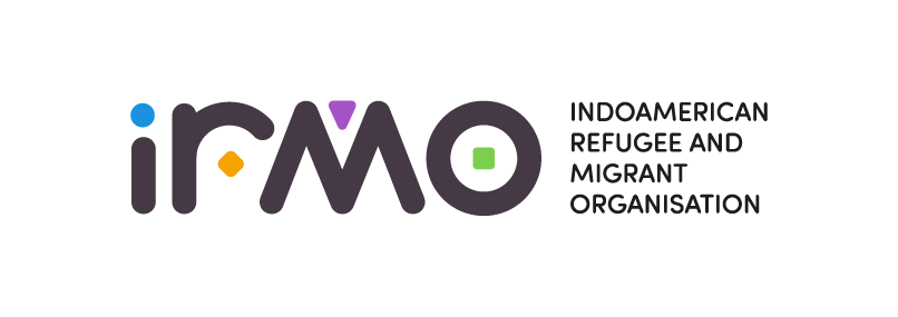 IRMO logo with the full name 'Indo-American Refugee and Migrant Organisation' to the right