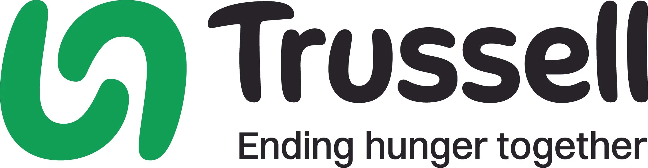 The logo of Trussell with the slogan 'Ending hunger together' beneath it.