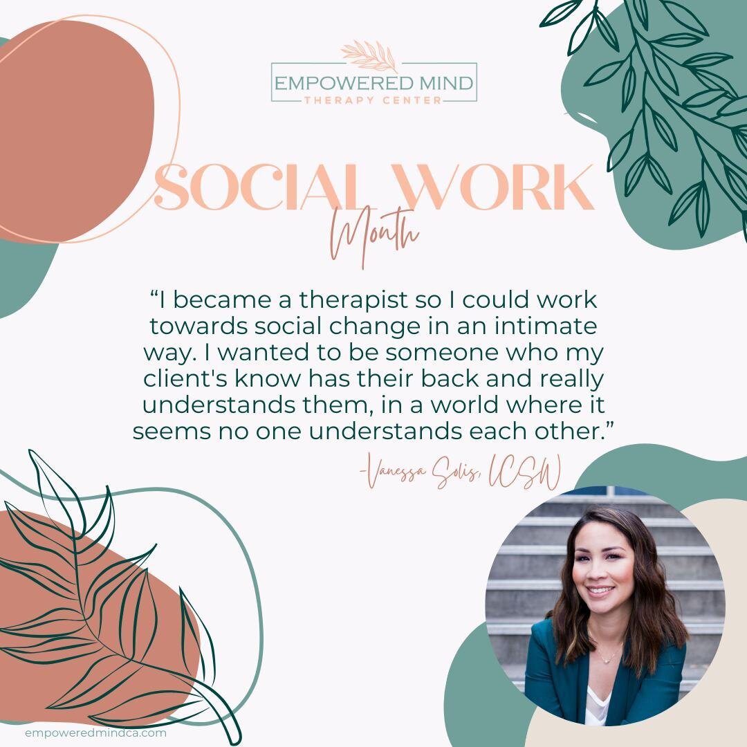 This Social Work Month, our fearless founder Vanessa shares her heart: 🌟'I became a therapist to foster social change on a deeply personal level. My goal? To be that unwavering support for my clients, a beacon of understanding in a world often divid