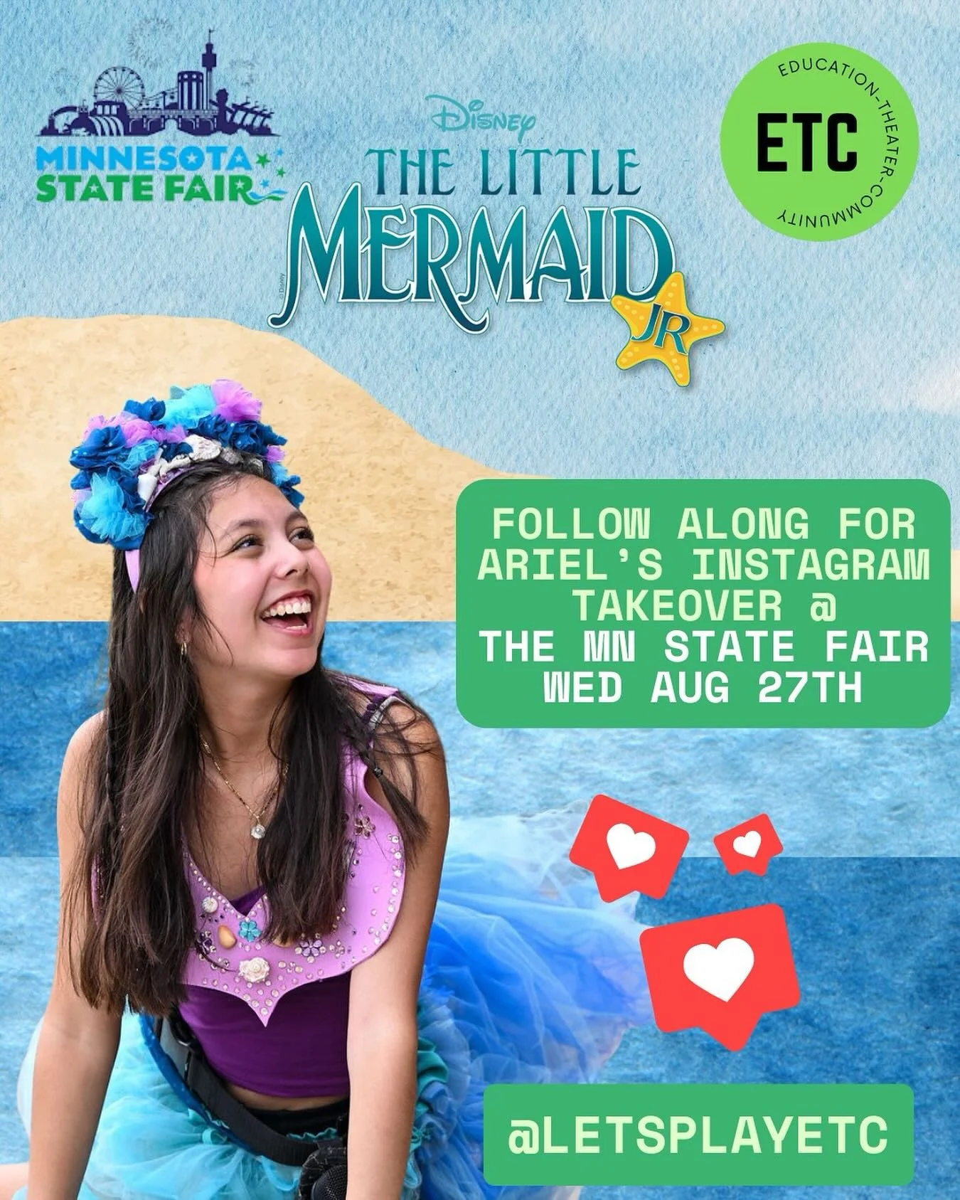 Just a few more chances to catch the ETC Summer Tour- THE LITTLE MERMAID, JR!

Tonight, we&rsquo;ll be at Jackson Square Park in MPLS - FREE - 5:30 PM - movies in the park showing of &lsquo;Mighty Ducks&rsquo; after the show! @minneapolisparks 

AND 