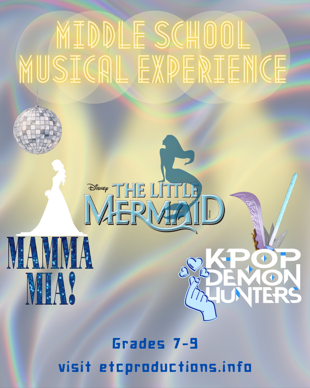 Develop and produce your very own production of selections from a hit musical! This will culminate in a performance on the Apple Valley High School theater stage on Friday night!