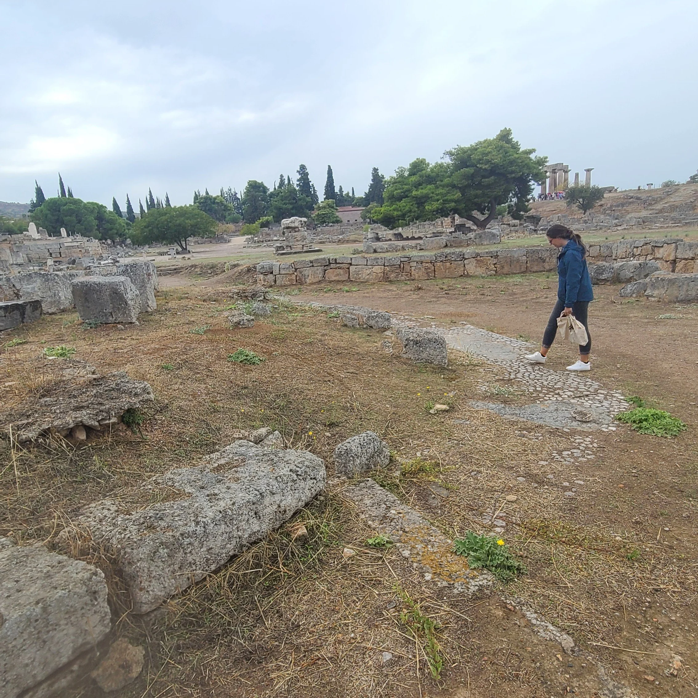Taylor showing me around the ancient Corinth site