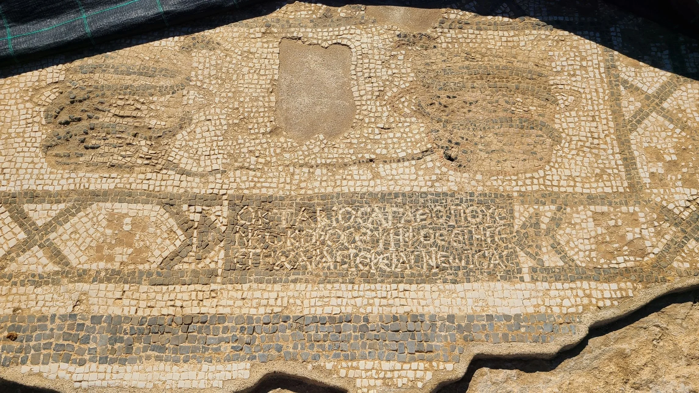 partially uncovered mosaic