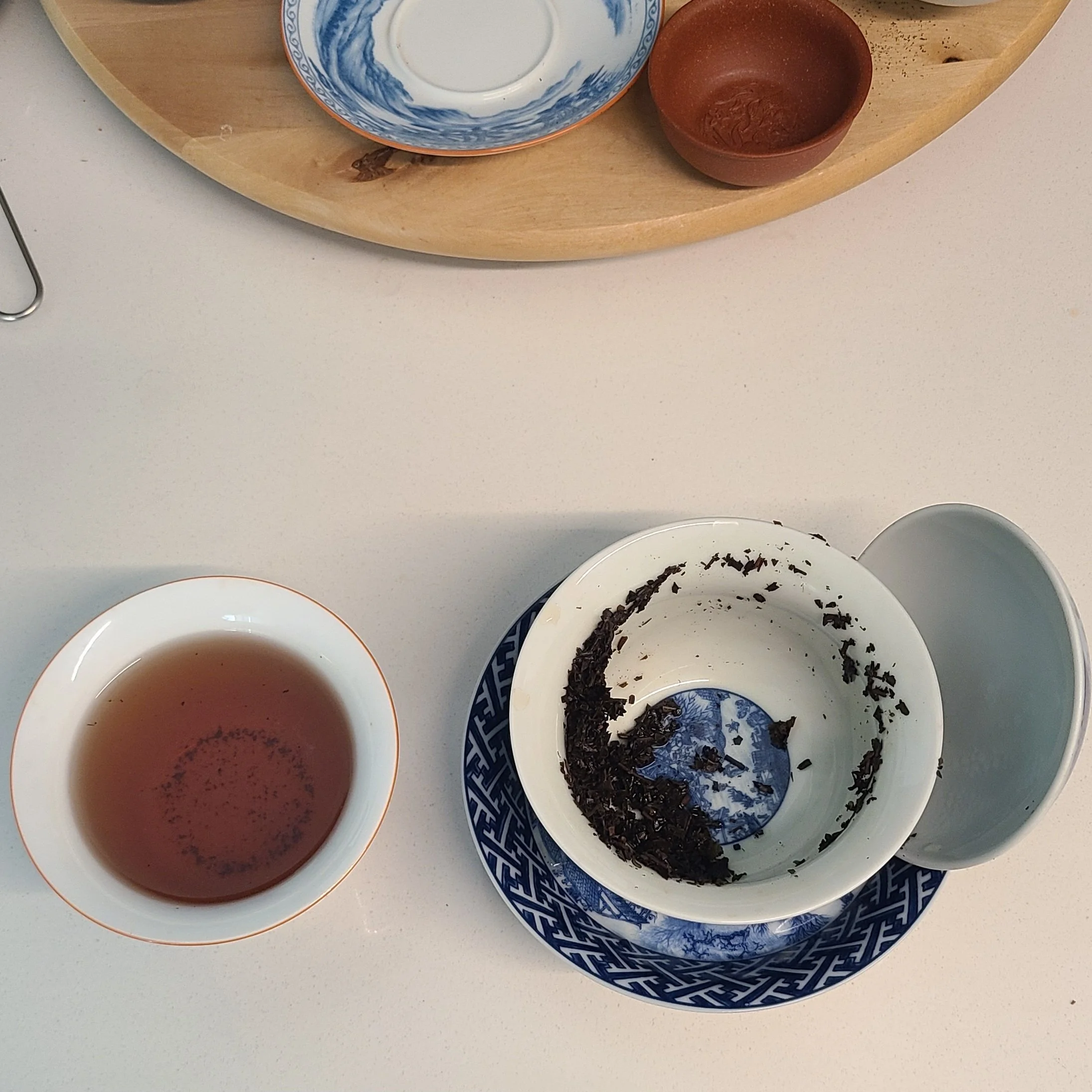 First infusion - the colour of burnt caramel