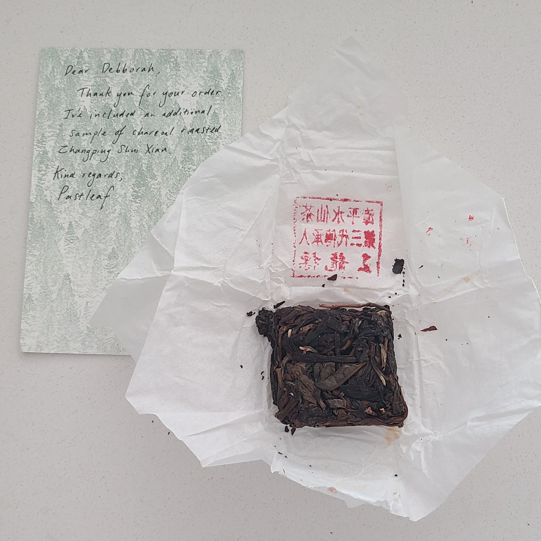 Lovely note - and the tea cake with seal