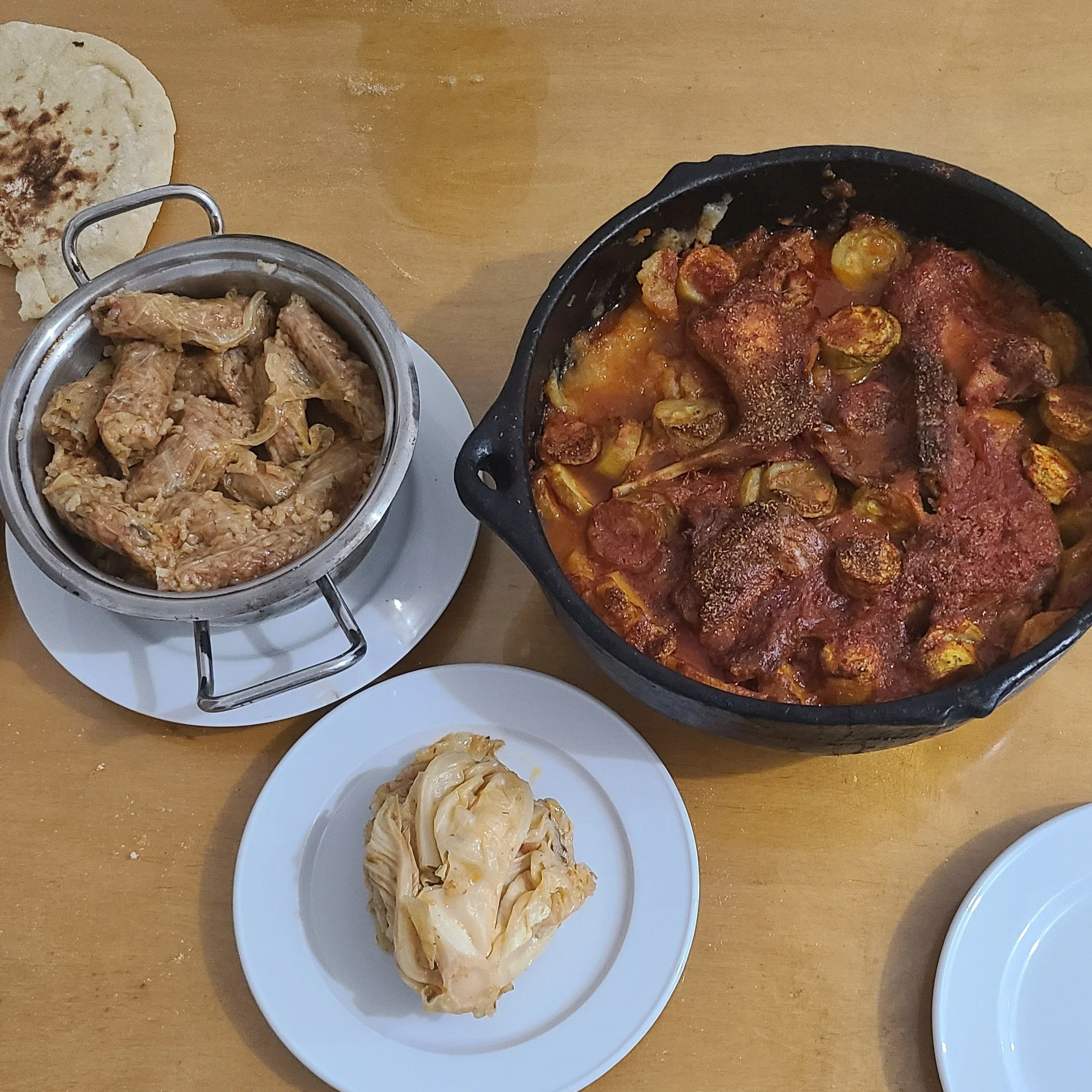 Krump (cabbage rolls) and roast rabbit