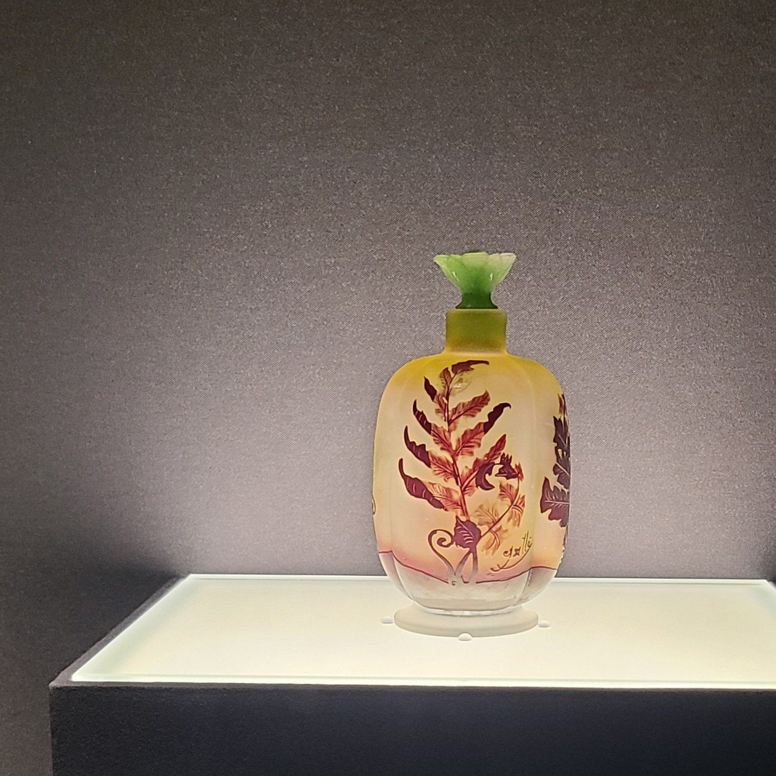French Cameo Glass Perfume Bottle by  Émile Gallé
