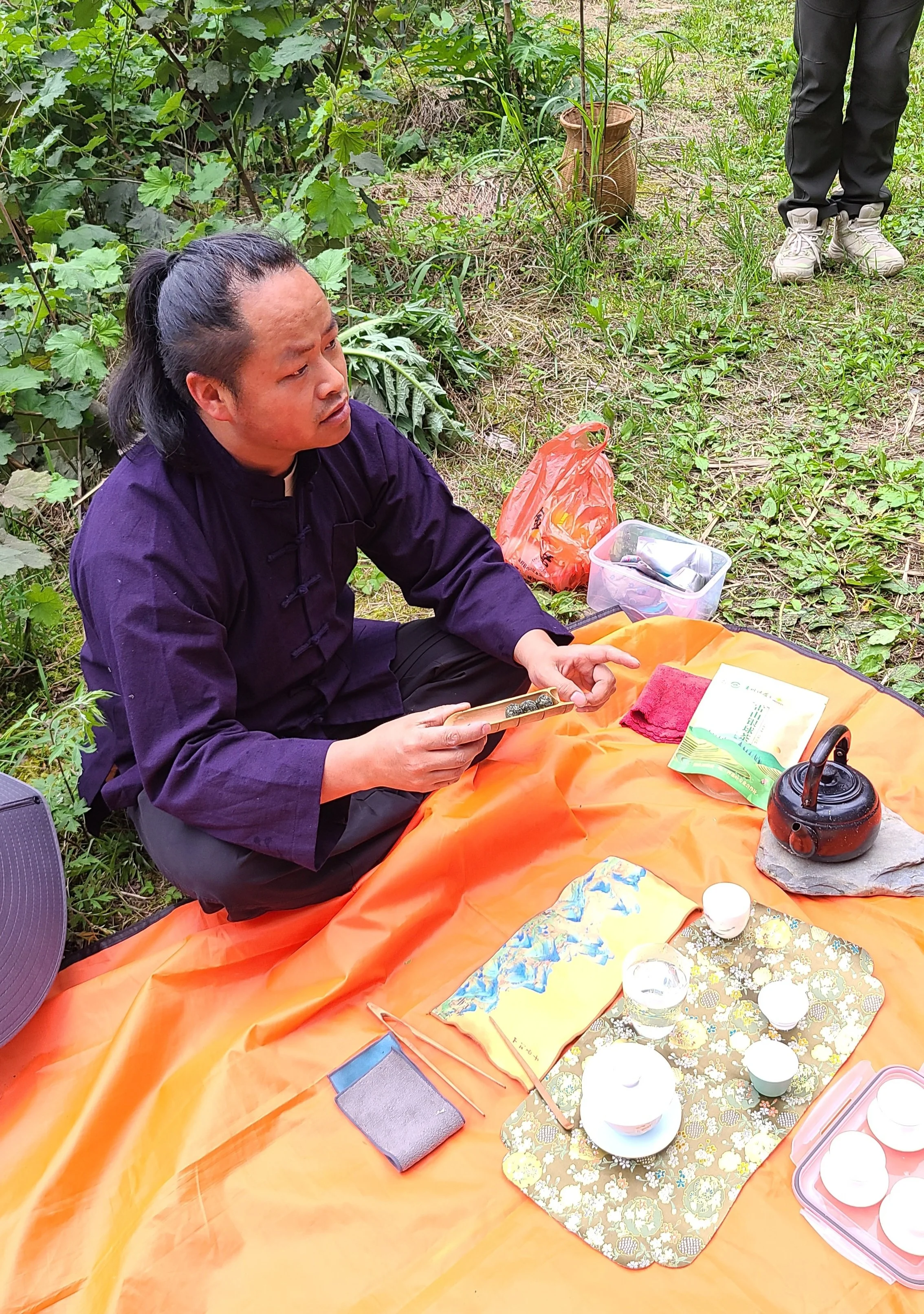 Preparing tea in the field