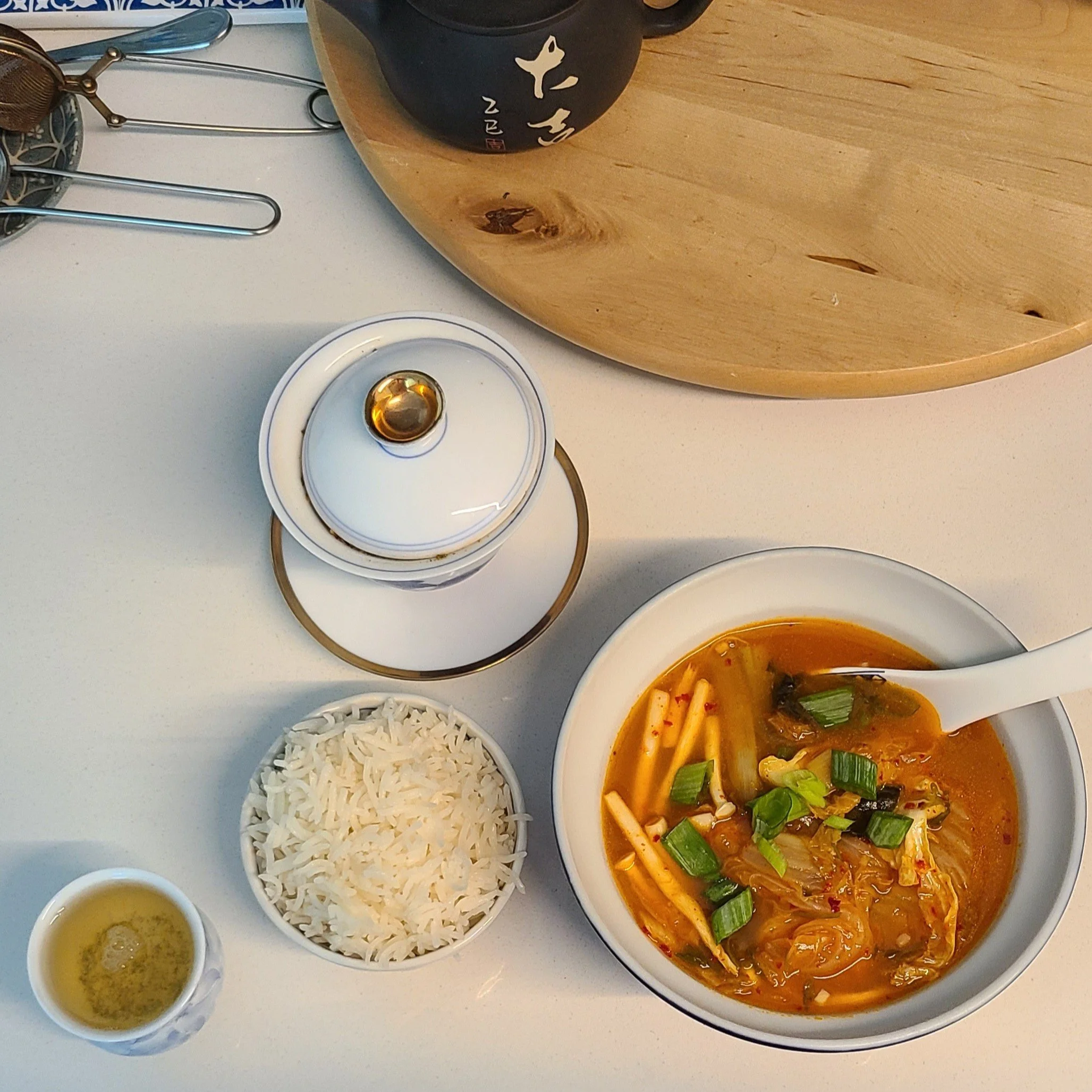 served with rice and tea