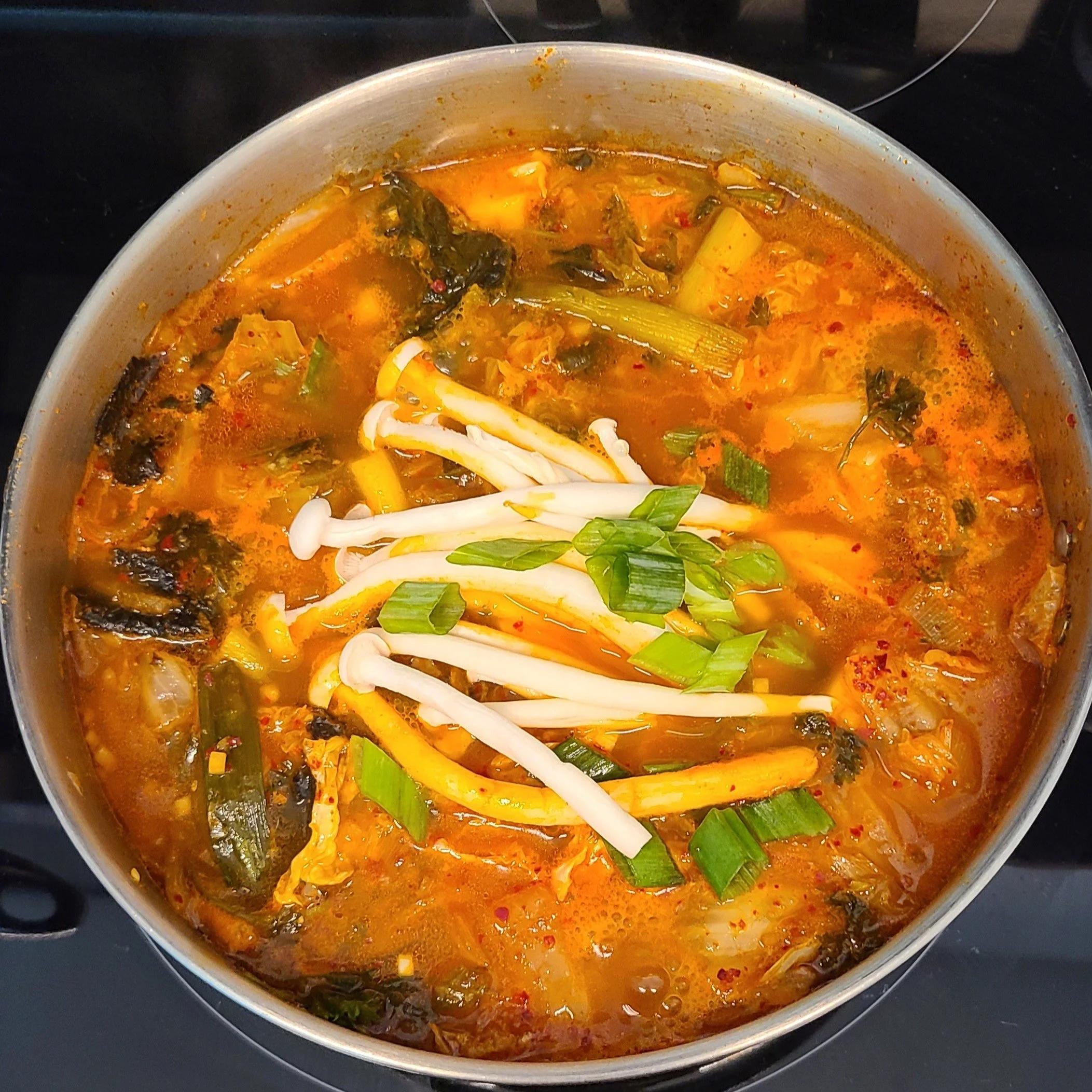 Made w/ addition of seafood mushrooms