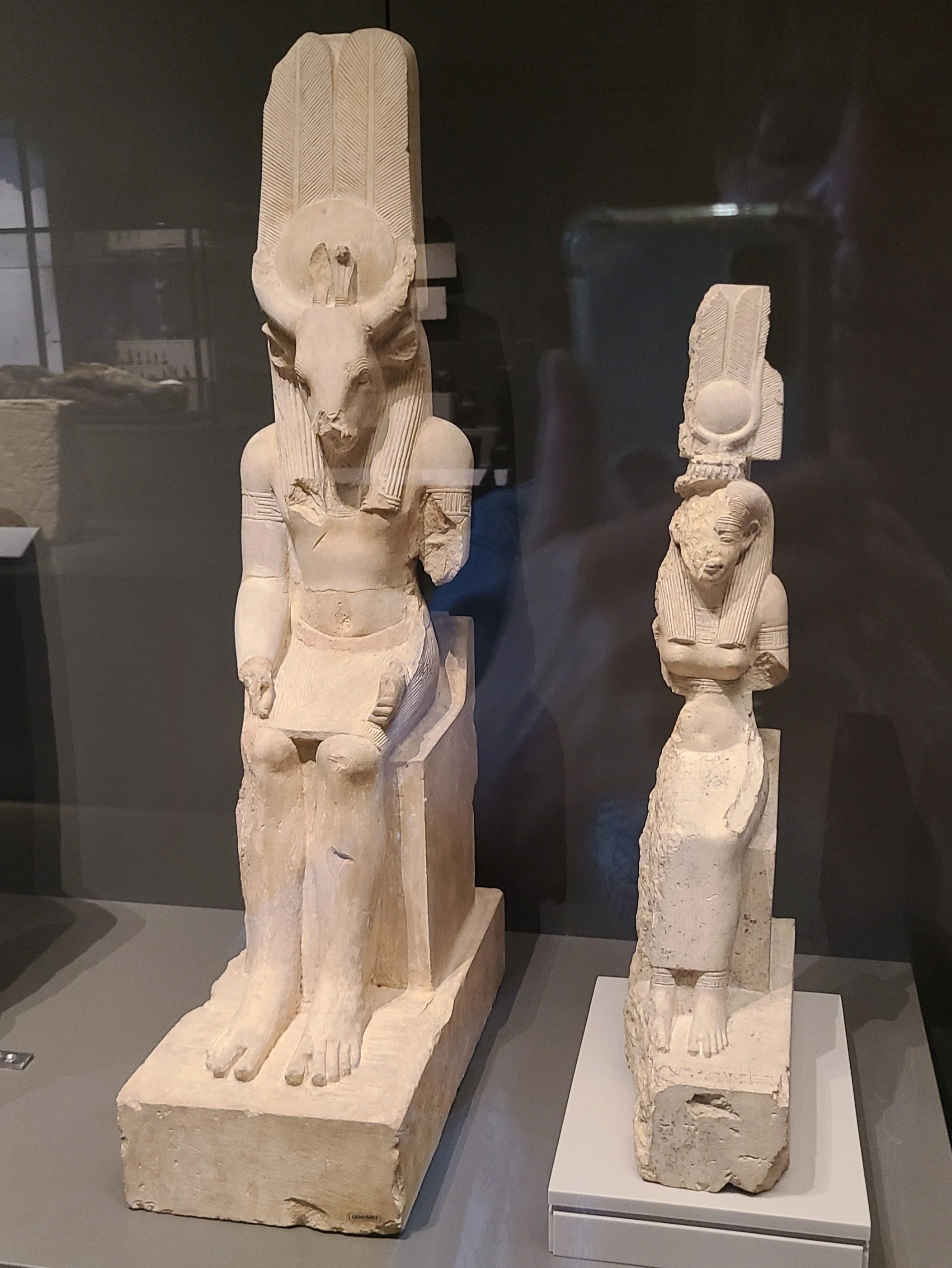 Gods Montu and Raettawy, Ptolemaic, limestone, Medamud