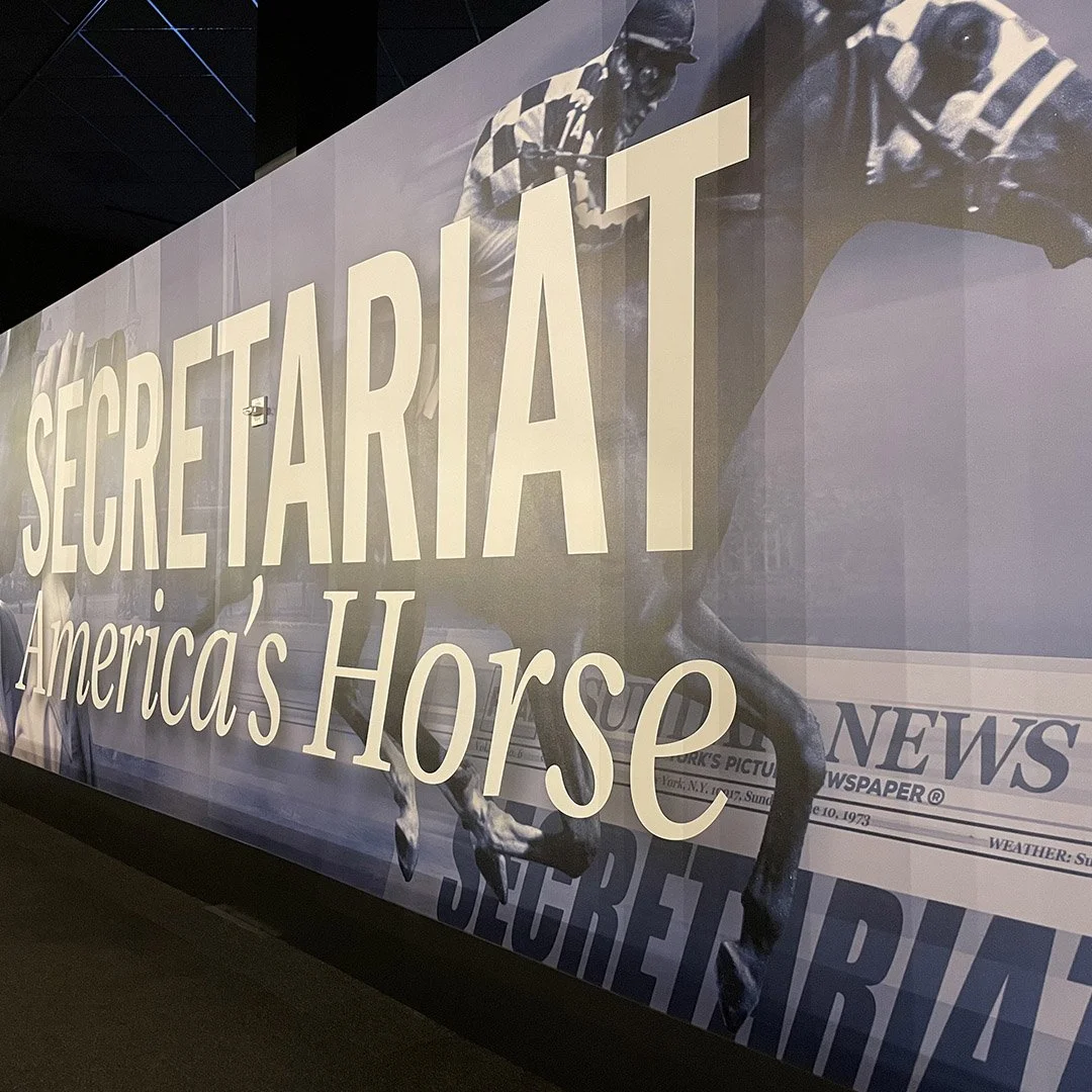 We partnered with Solid Light, Inc. to design this museum exhibit honoring Secretariat in Louisville, KY. Frosting Creative Co. excels in environmental graphic design. 