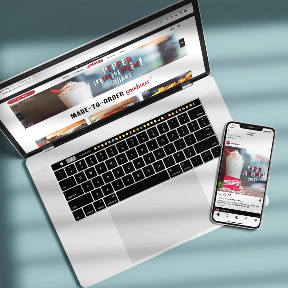 Digital designs for a Jaggers milkshake promotion. Frosting Creative Co. has extensive experience designing for food and beverage brands.